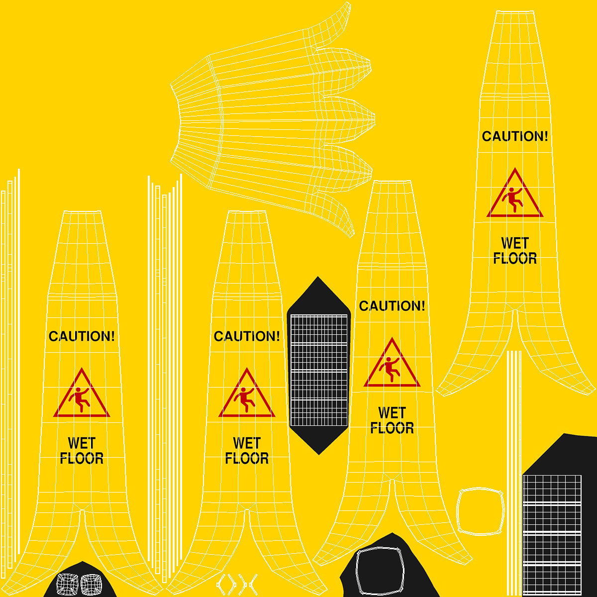 Banana Cone Caution Wet Floor Sign 60cm 3D model