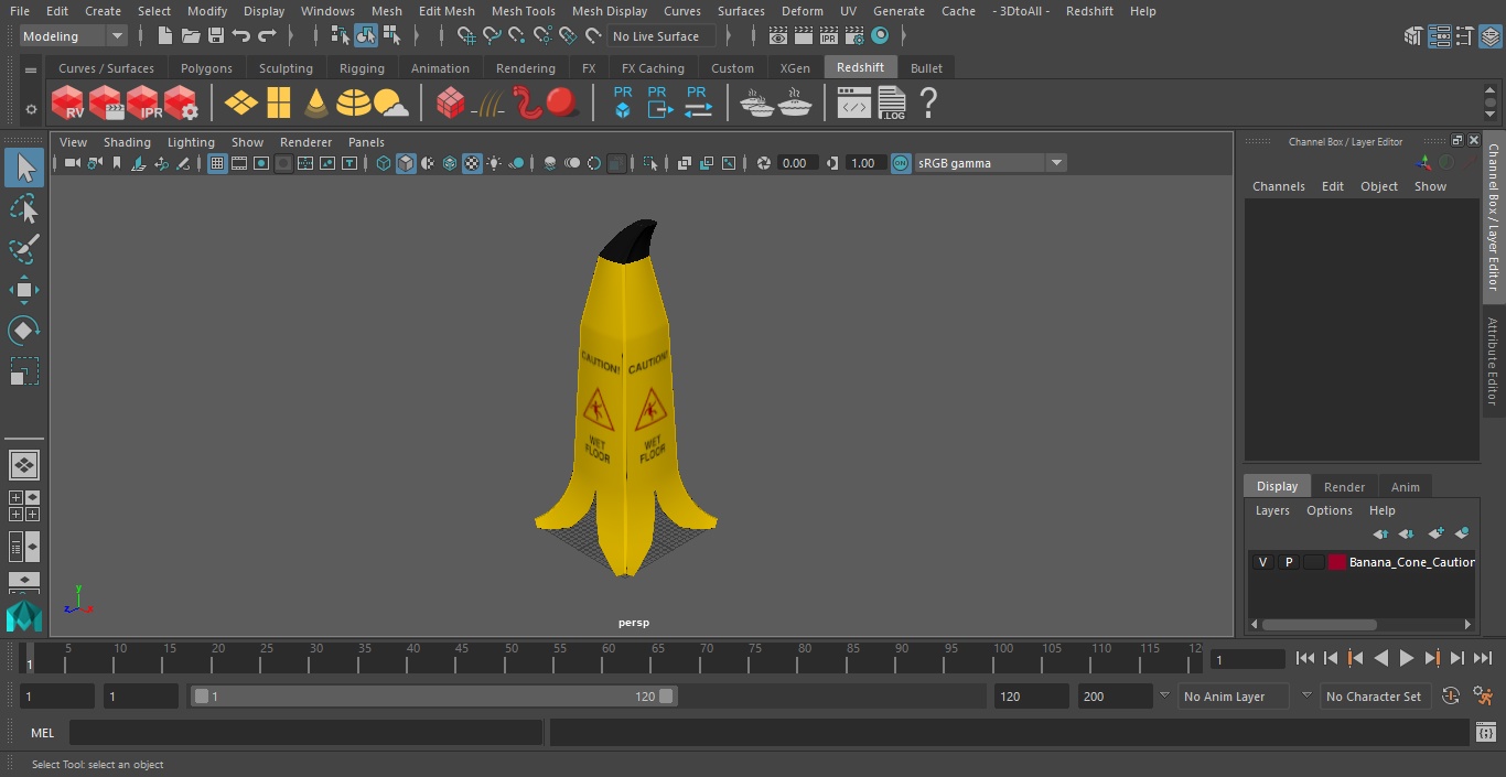 Banana Cone Caution Wet Floor Sign 60cm 3D model