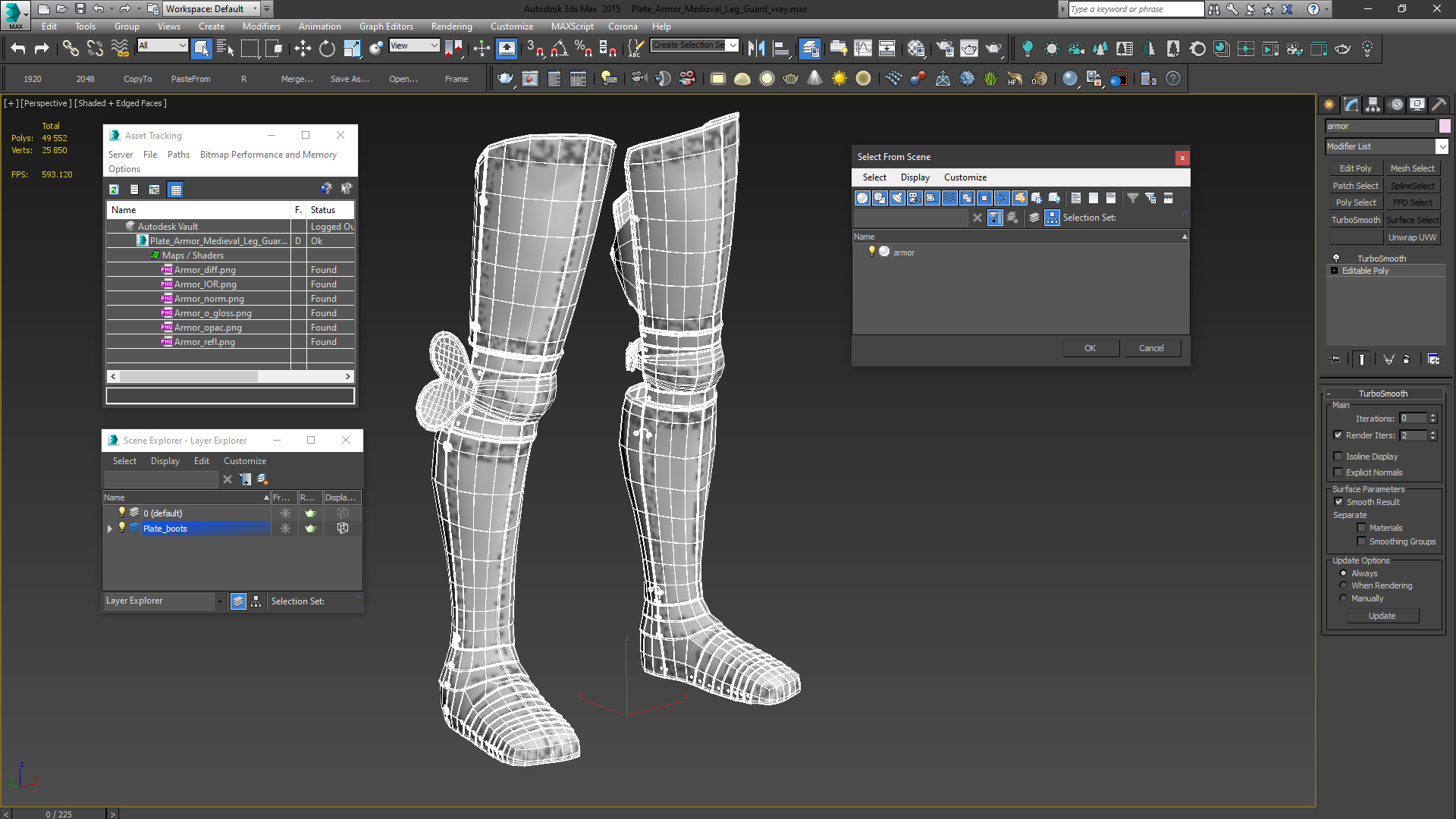 3D model Plate Armor Medieval Leg Guard
