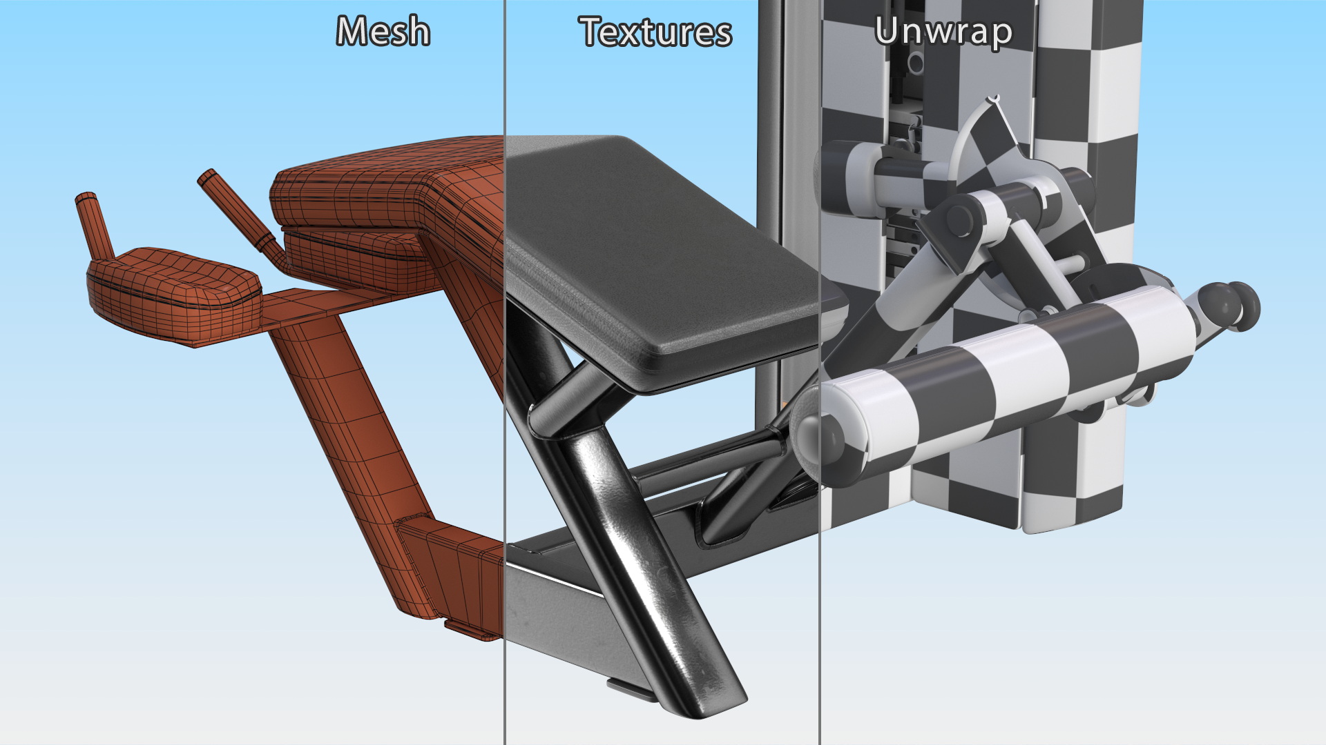 3D model Freemotion Prone Leg Curl Trainer Black Rigged for Maya