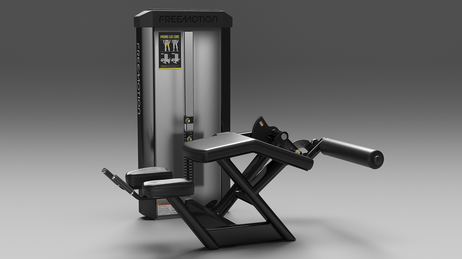 3D model Freemotion Prone Leg Curl Trainer Black Rigged for Maya