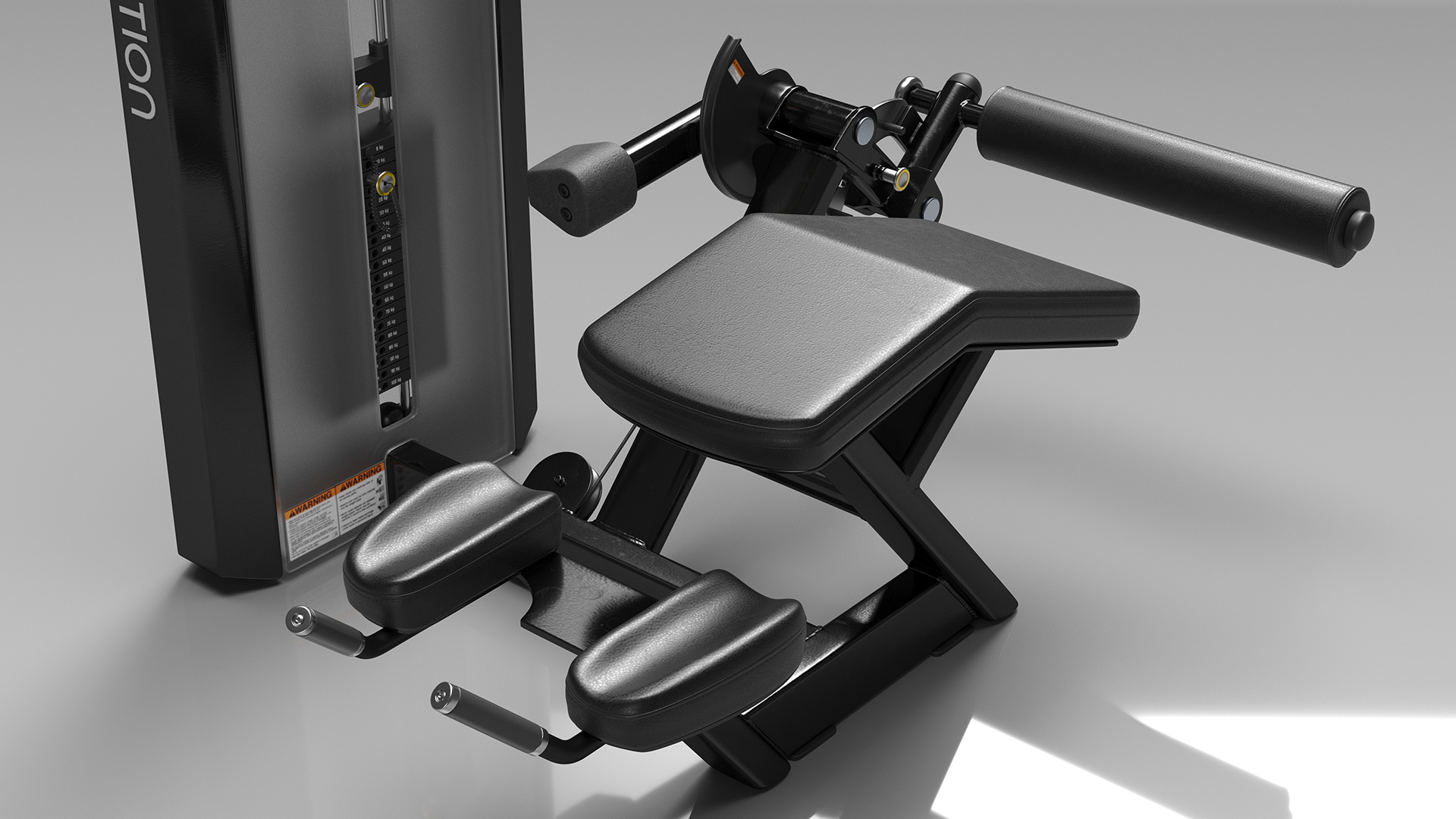 3D model Freemotion Prone Leg Curl Trainer Black Rigged for Maya