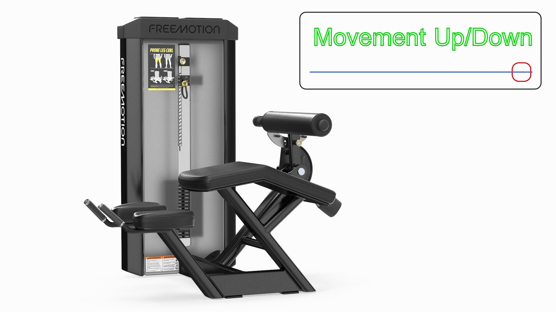 3D model Freemotion Prone Leg Curl Trainer Black Rigged for Maya