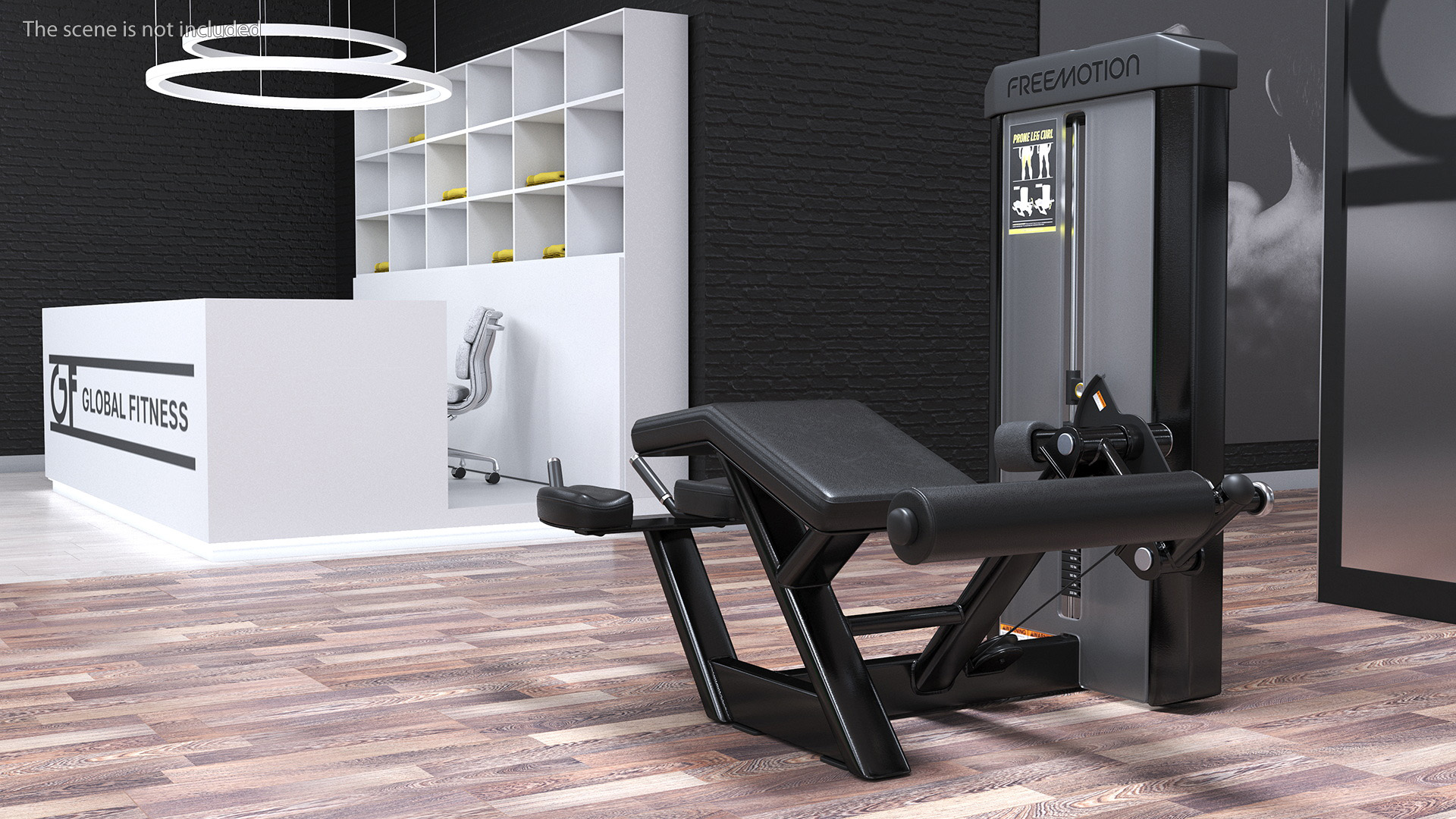 3D model Freemotion Prone Leg Curl Trainer Black Rigged for Maya