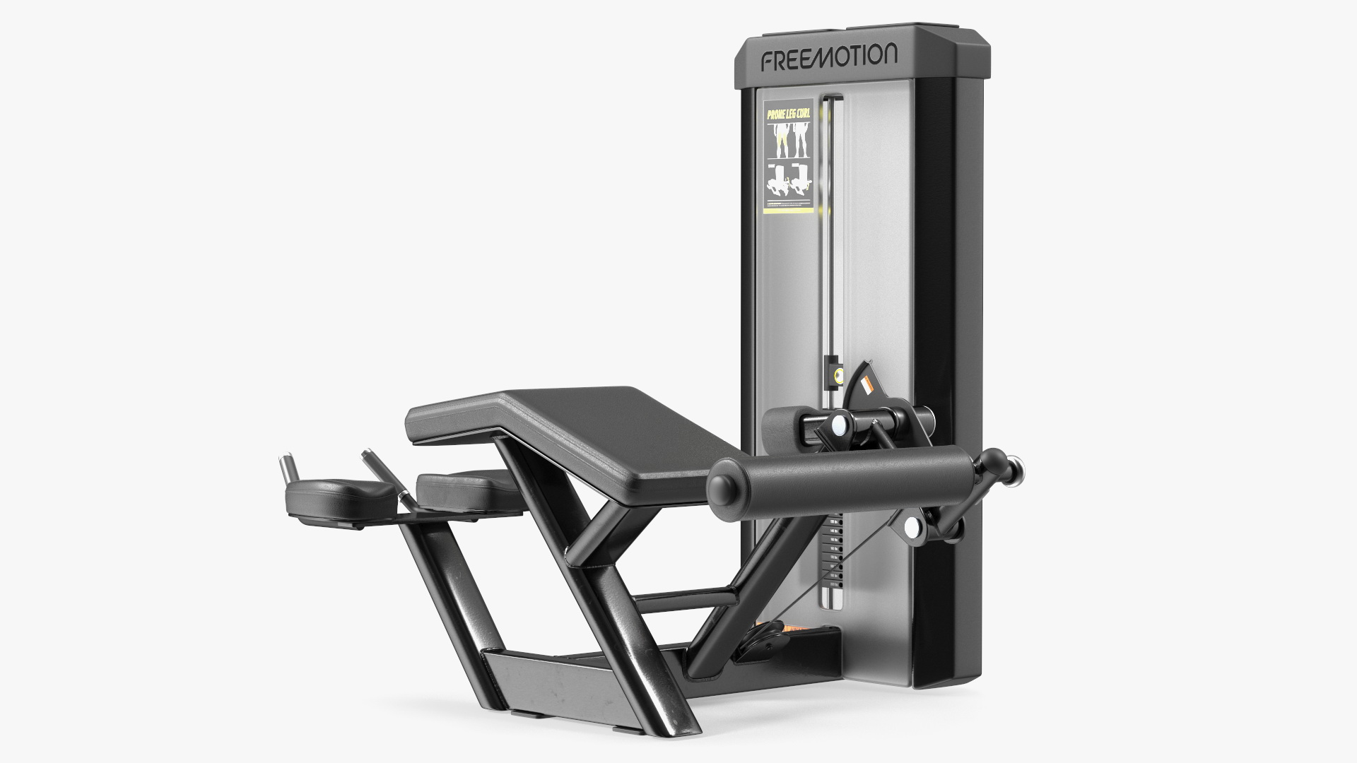 3D model Freemotion Prone Leg Curl Trainer Black Rigged for Maya