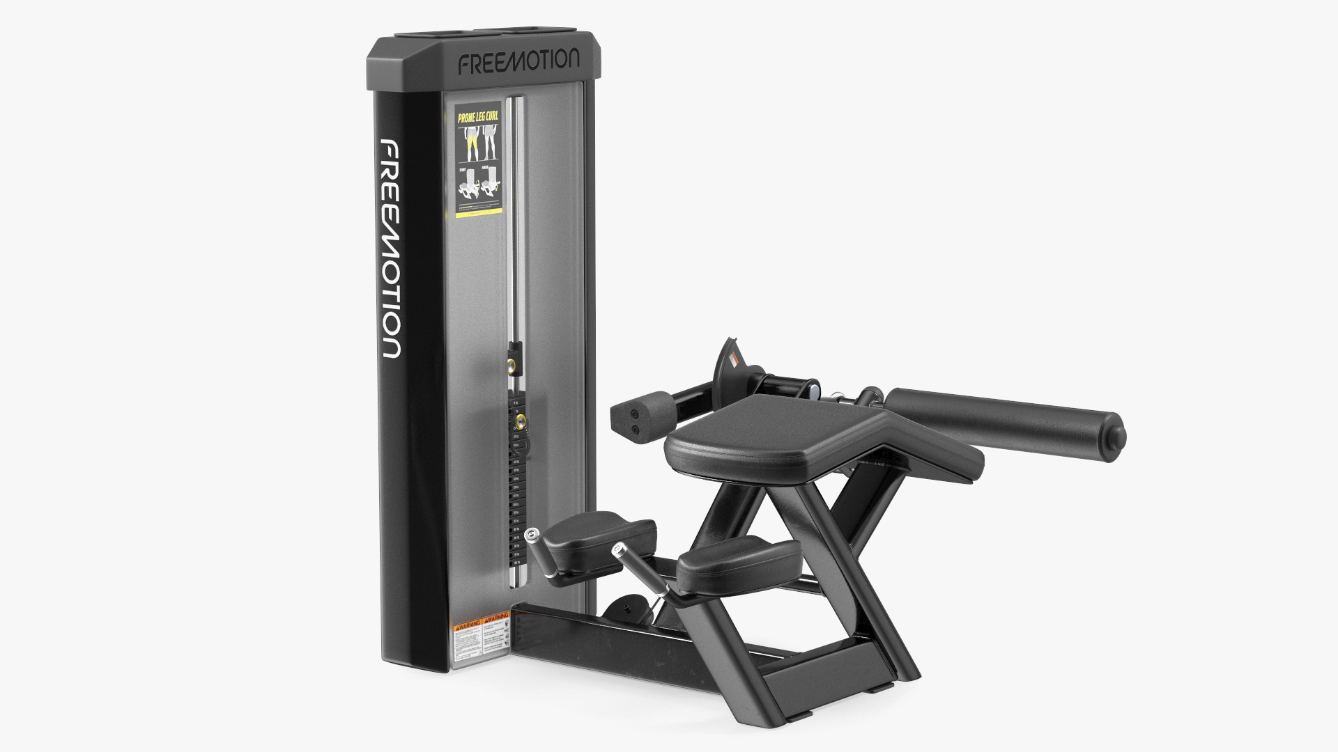 3D model Freemotion Prone Leg Curl Trainer Black Rigged for Maya