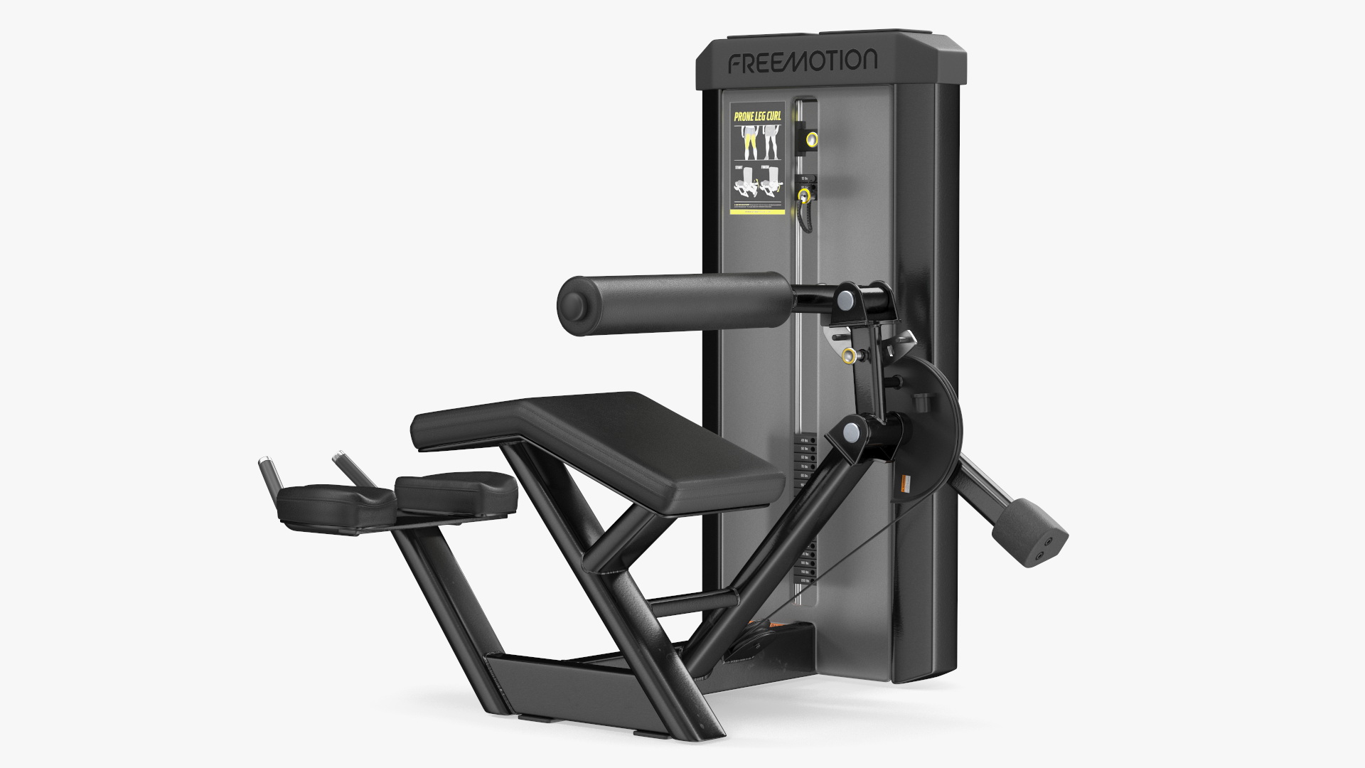 3D model Freemotion Prone Leg Curl Trainer Black Rigged for Maya