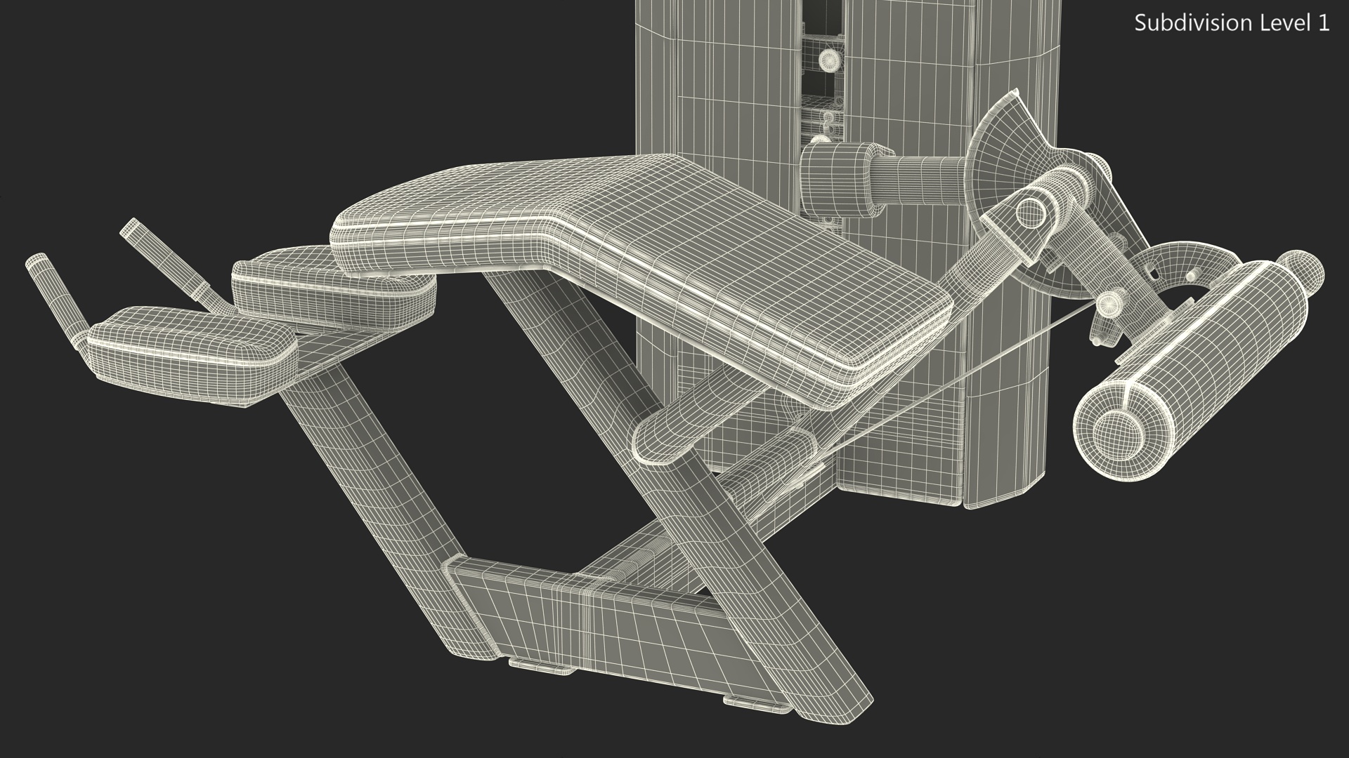 3D model Freemotion Prone Leg Curl Trainer Black Rigged for Maya