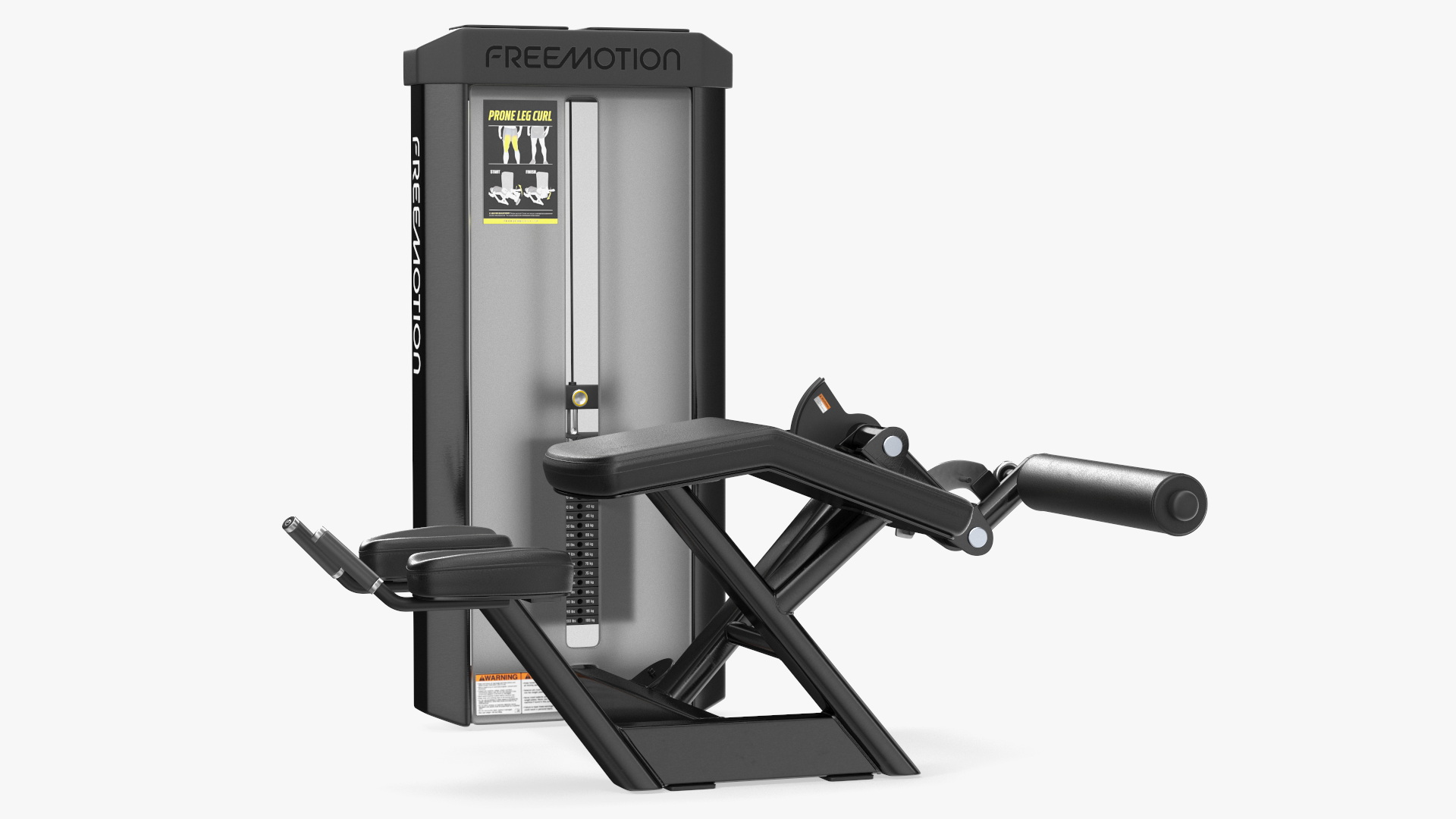 3D model Freemotion Prone Leg Curl Trainer Black Rigged for Maya
