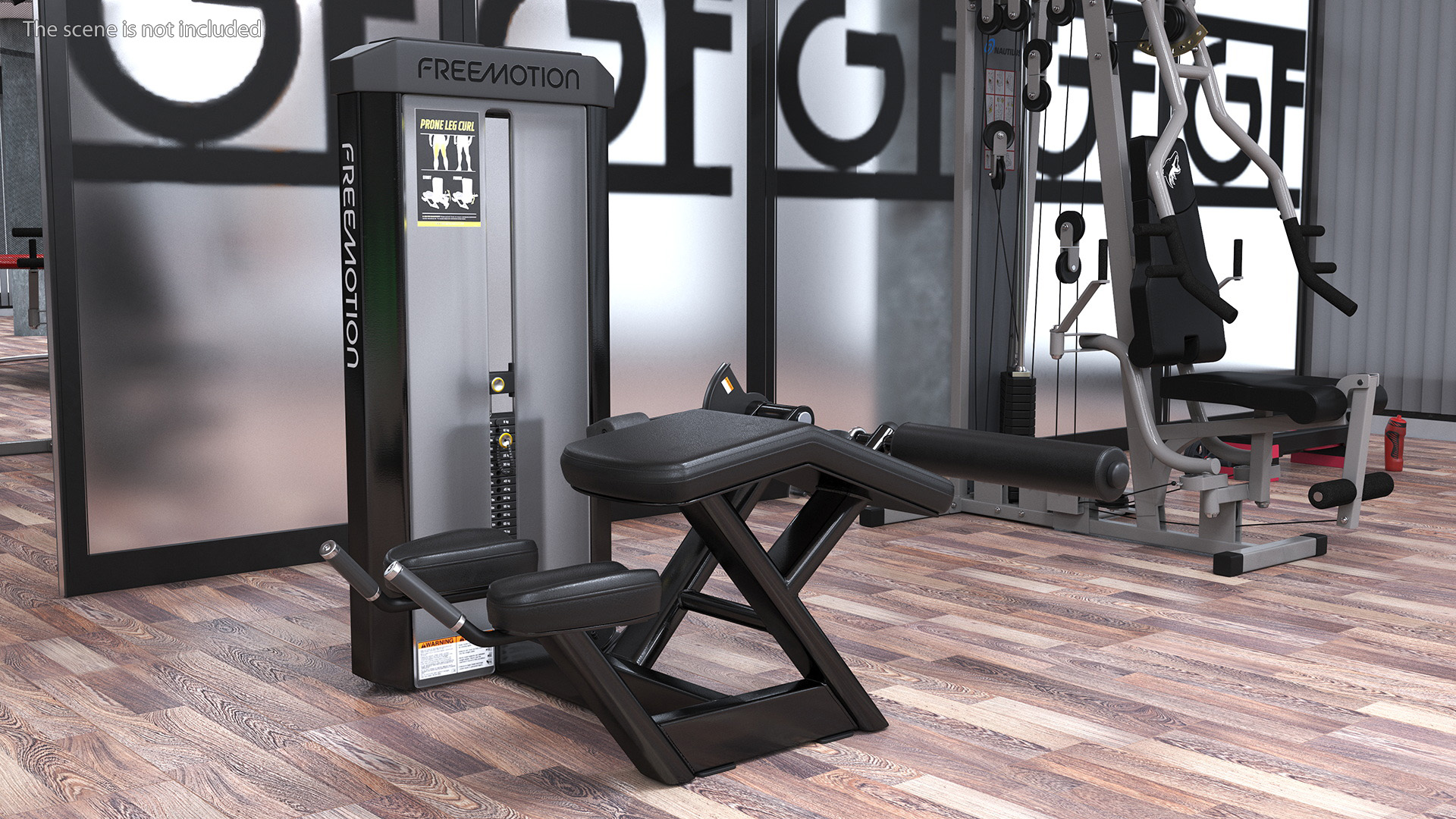 3D model Freemotion Prone Leg Curl Trainer Black Rigged for Maya