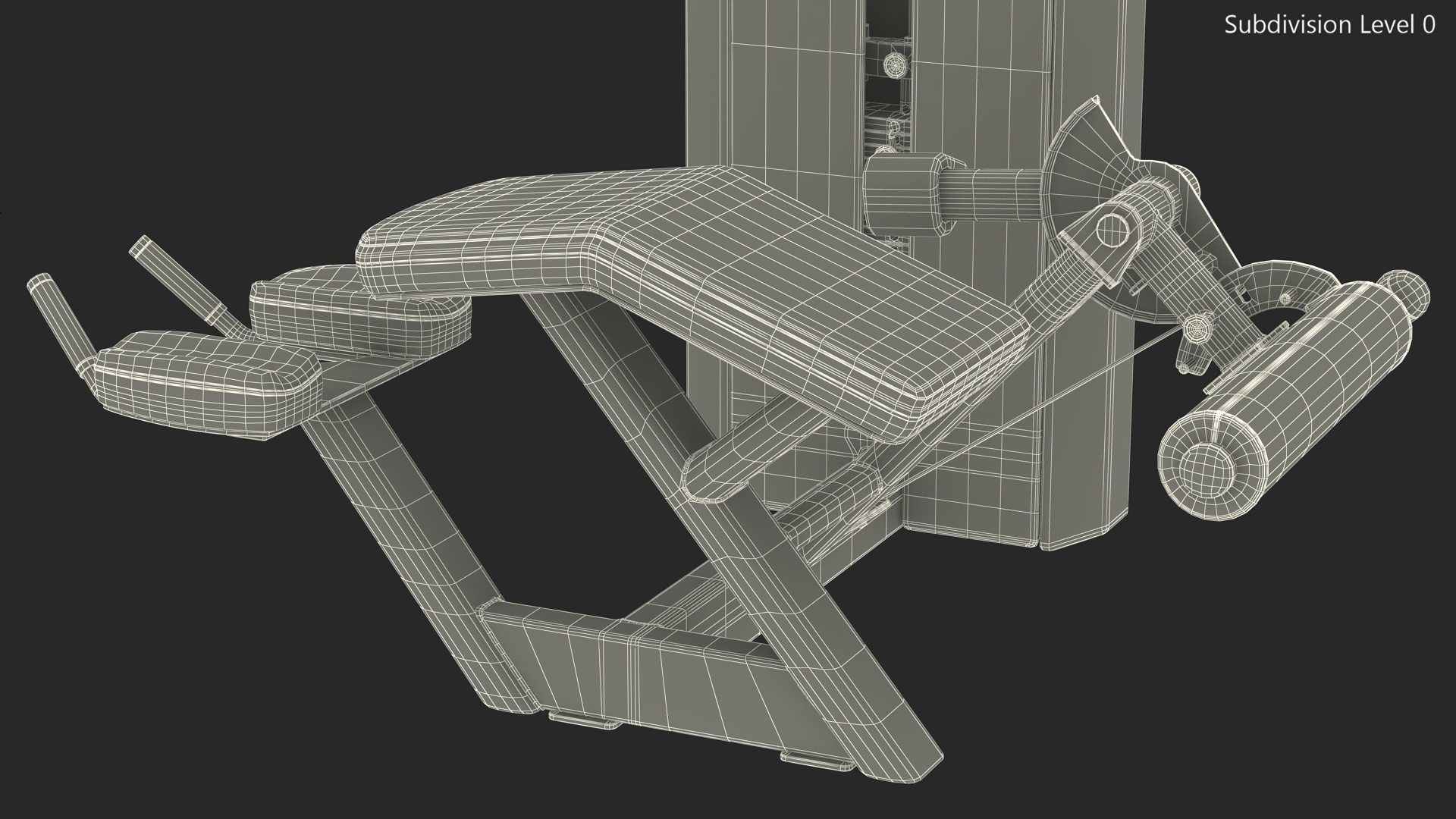 3D model Freemotion Prone Leg Curl Trainer Black Rigged for Maya
