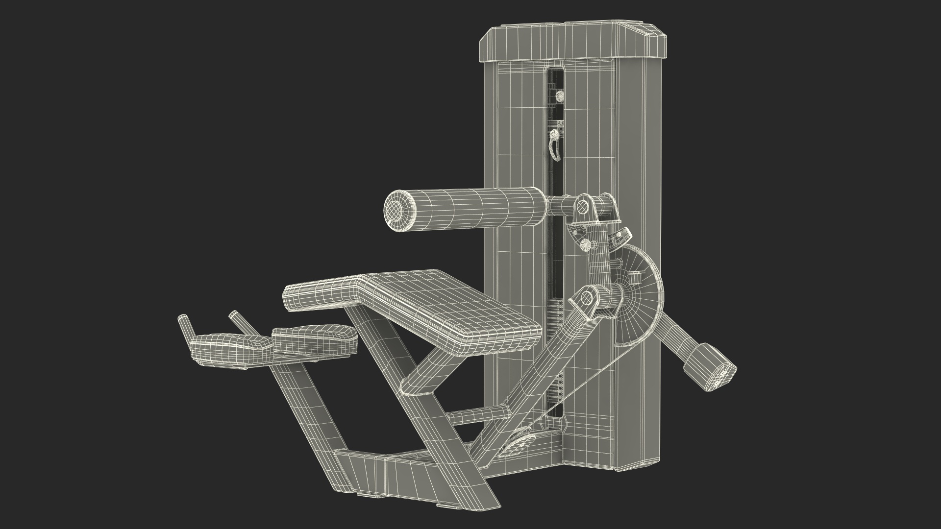 3D model Freemotion Prone Leg Curl Trainer Black Rigged for Maya