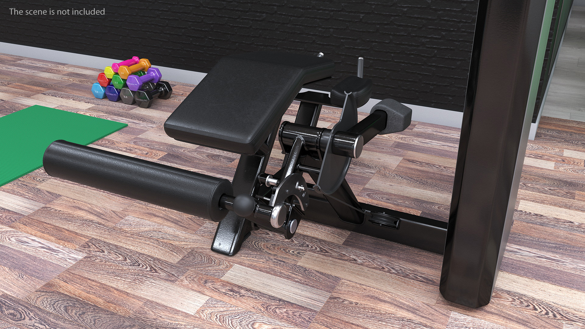 3D model Freemotion Prone Leg Curl Trainer Black Rigged for Maya