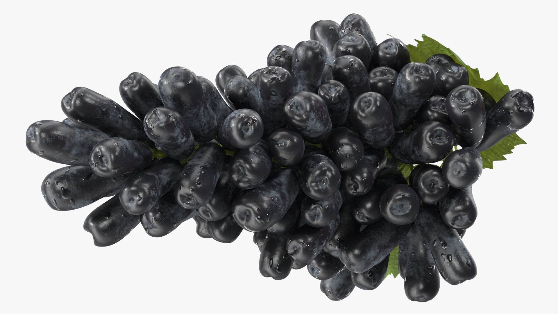 3D model Sweet Sapphire Grapes Wet with Leaf