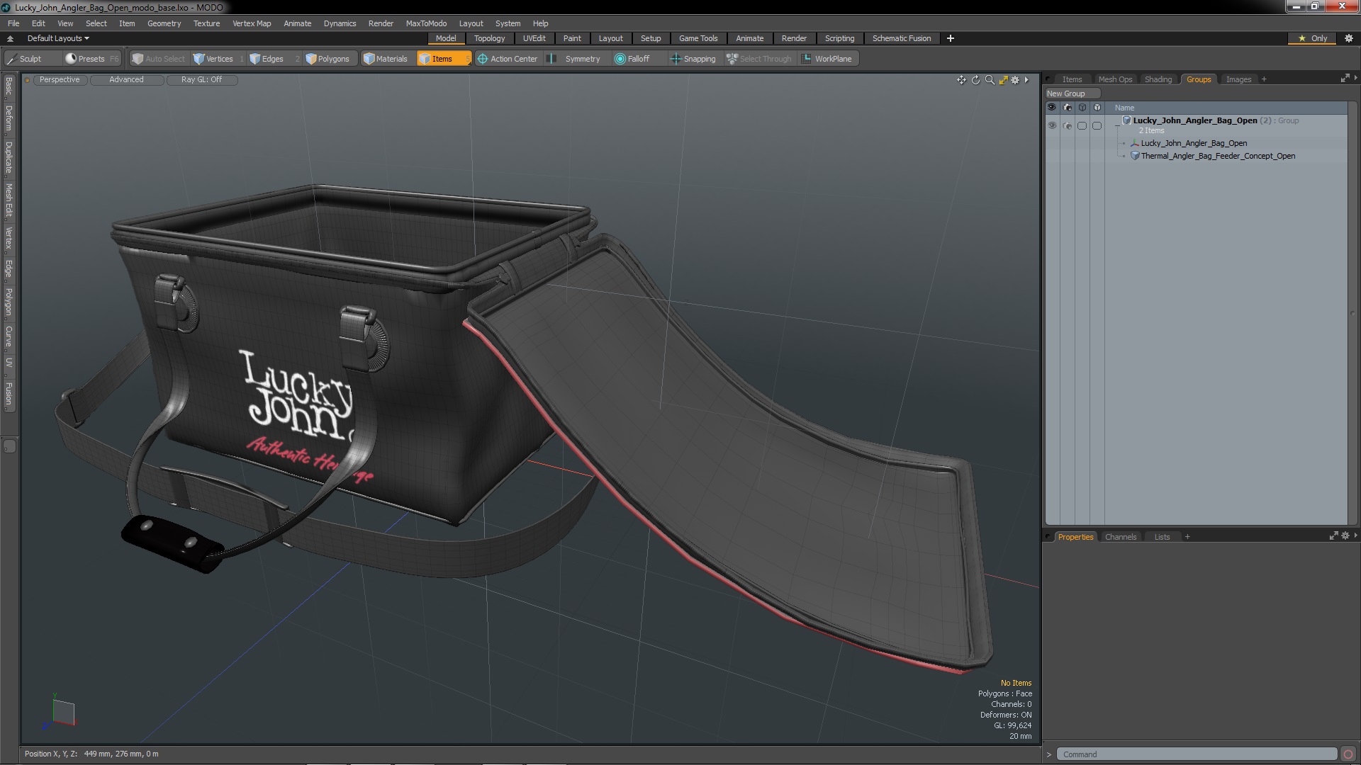 3D Lucky John Angler Bag Open