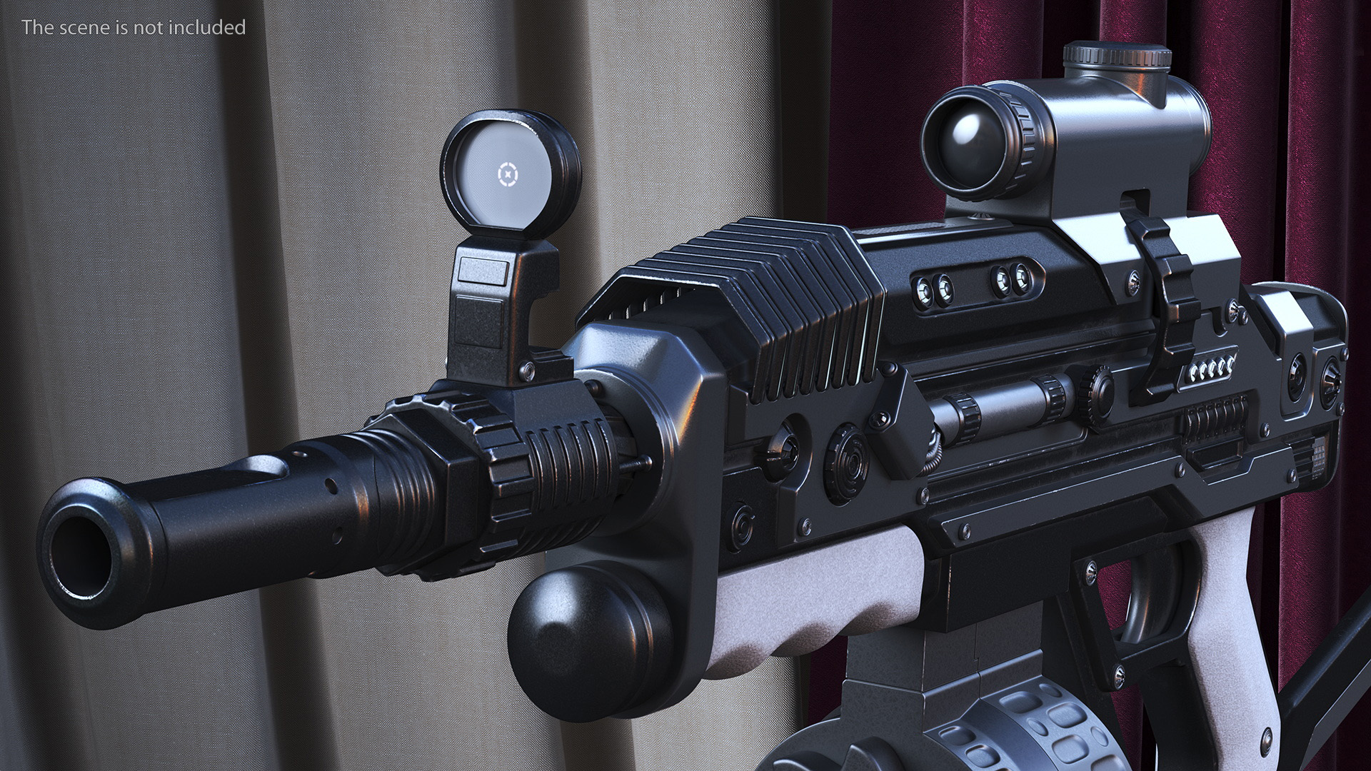 3D model Futuristic Rifle Dark Colored Rigged for Maya