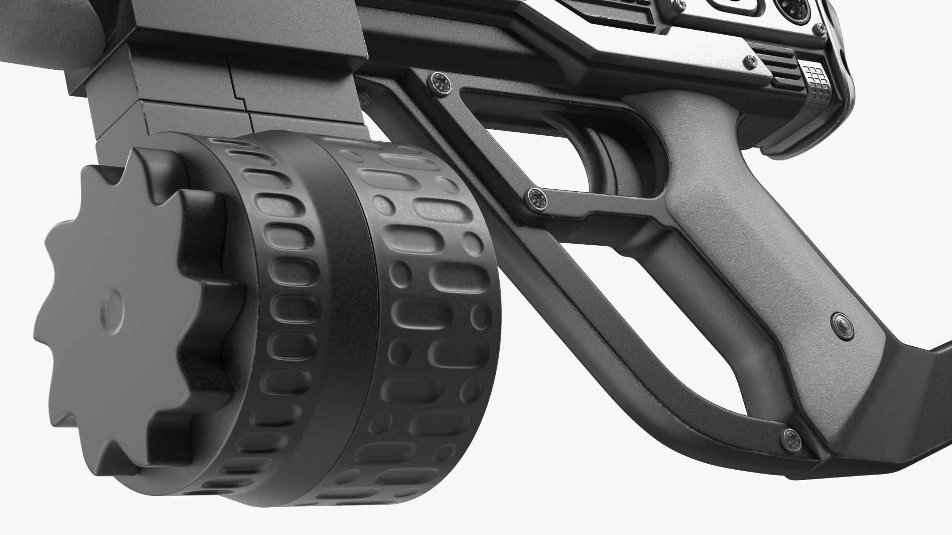 3D model Futuristic Rifle Dark Colored Rigged for Maya