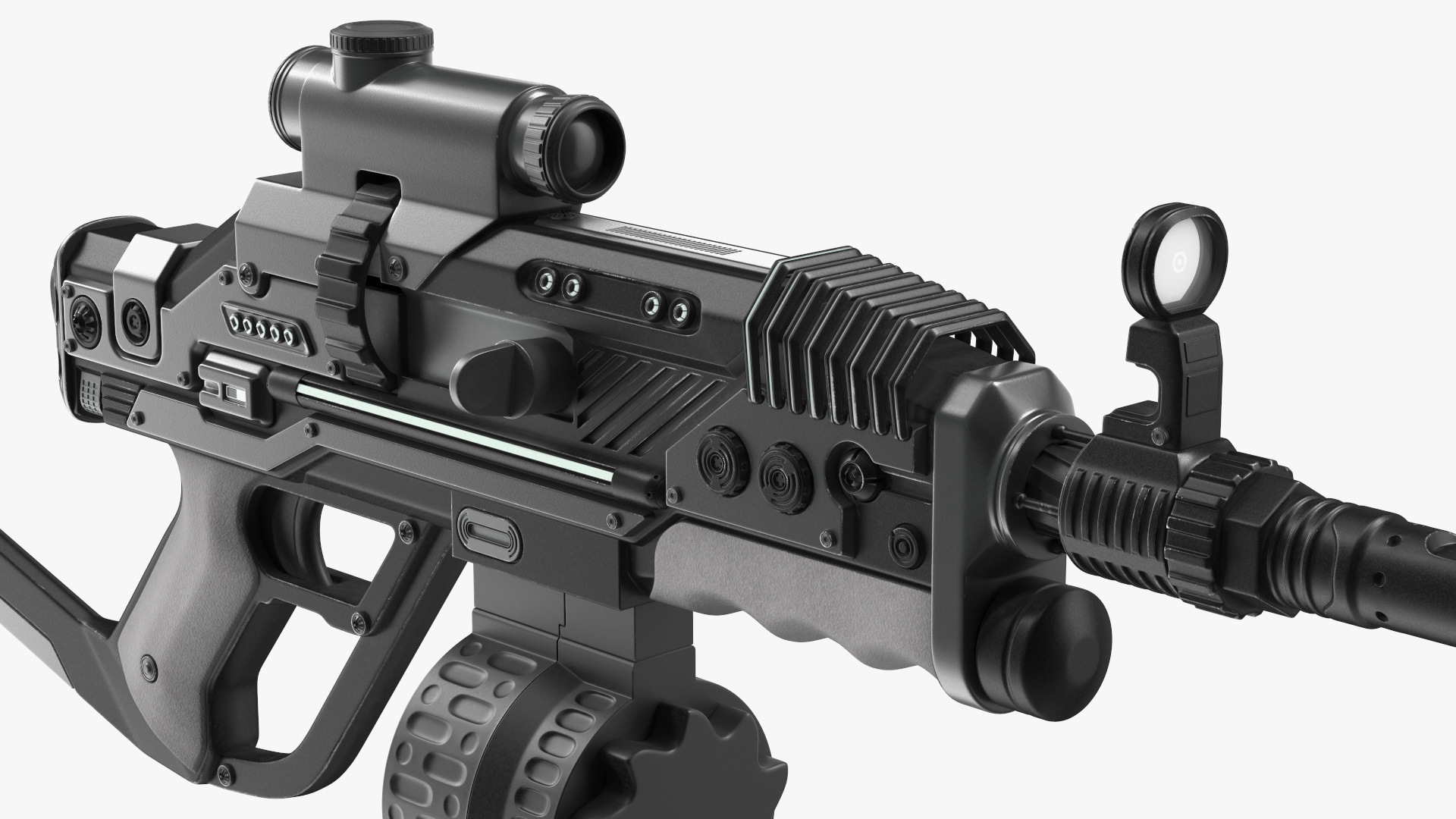 3D model Futuristic Rifle Dark Colored Rigged for Maya