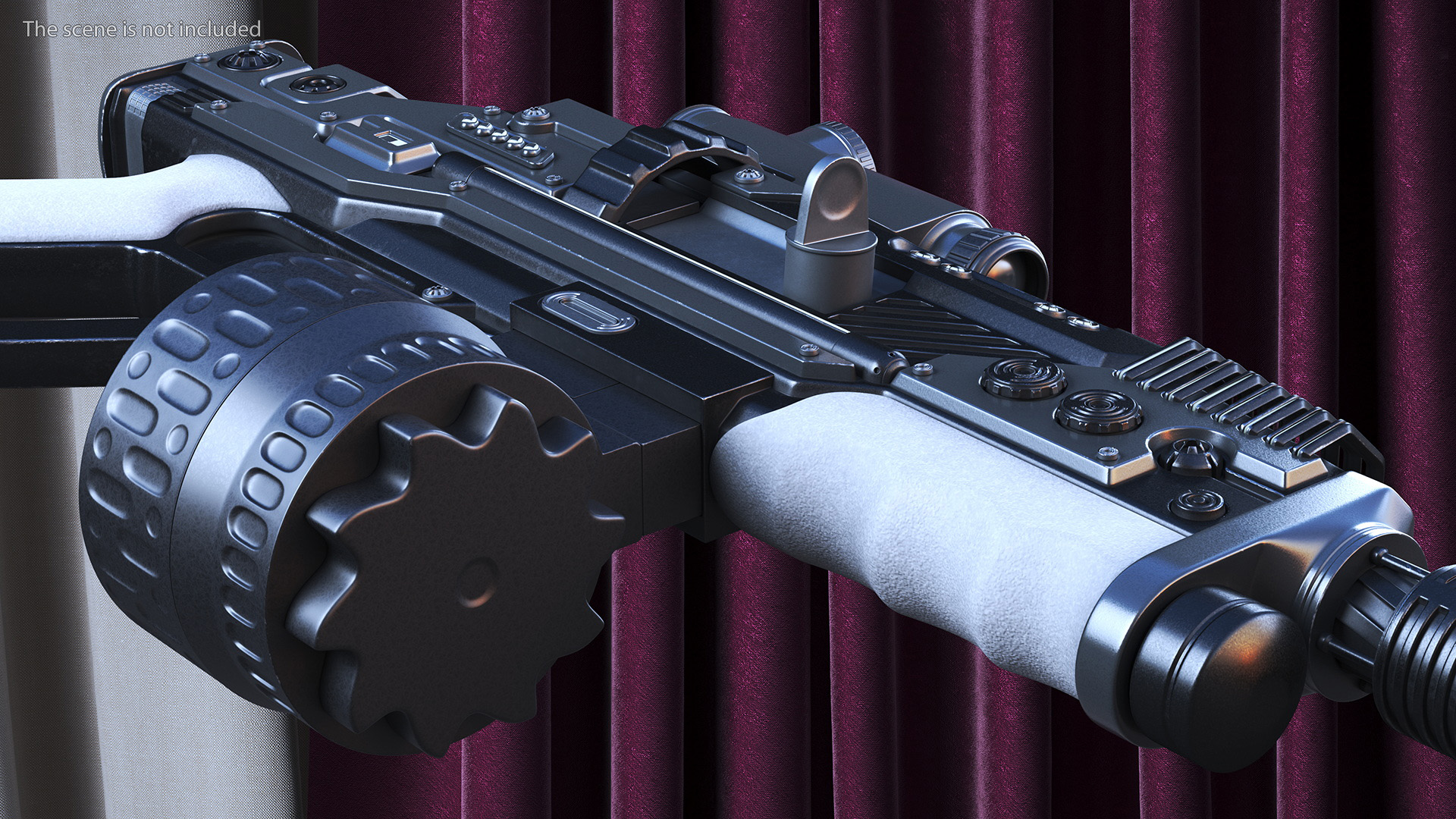 3D model Futuristic Rifle Dark Colored Rigged for Maya