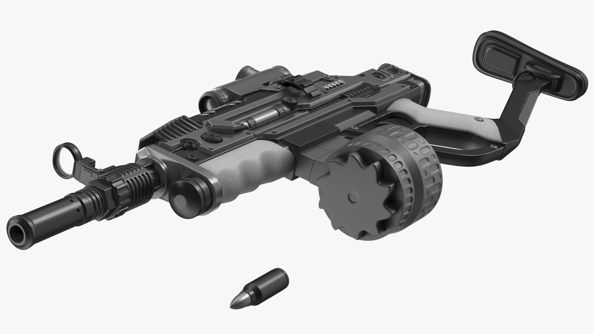 3D model Futuristic Rifle Dark Colored Rigged for Maya