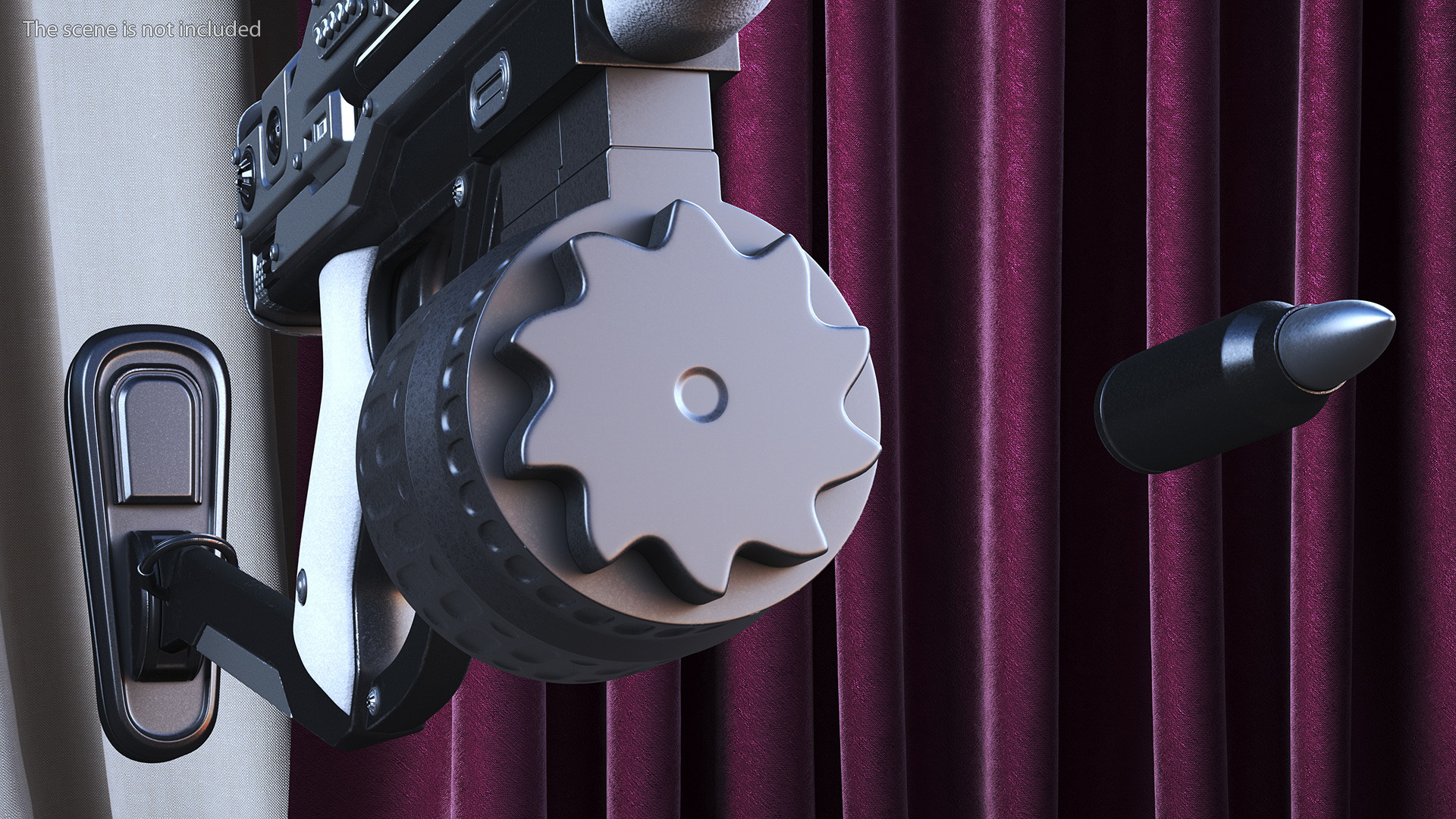 3D model Futuristic Rifle Dark Colored Rigged for Maya