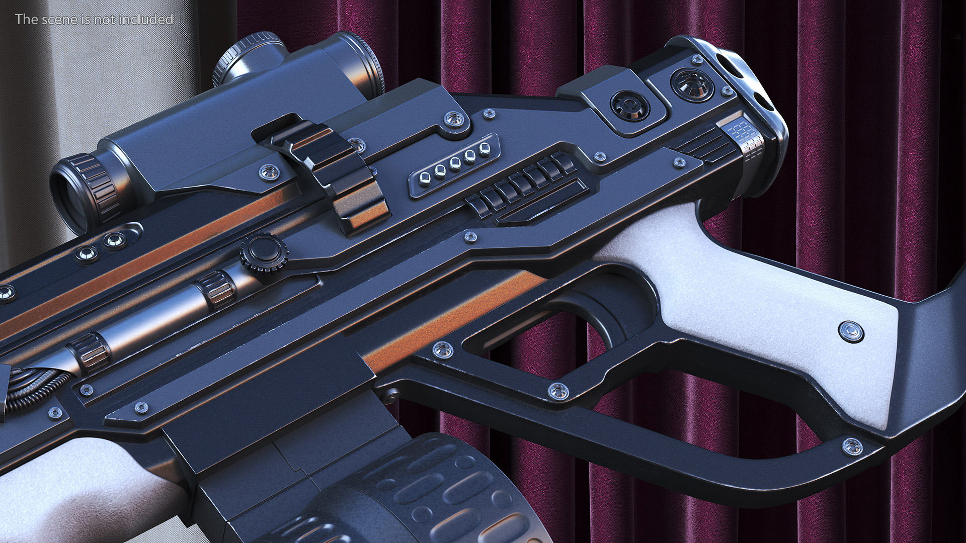 3D model Futuristic Rifle Dark Colored Rigged for Maya