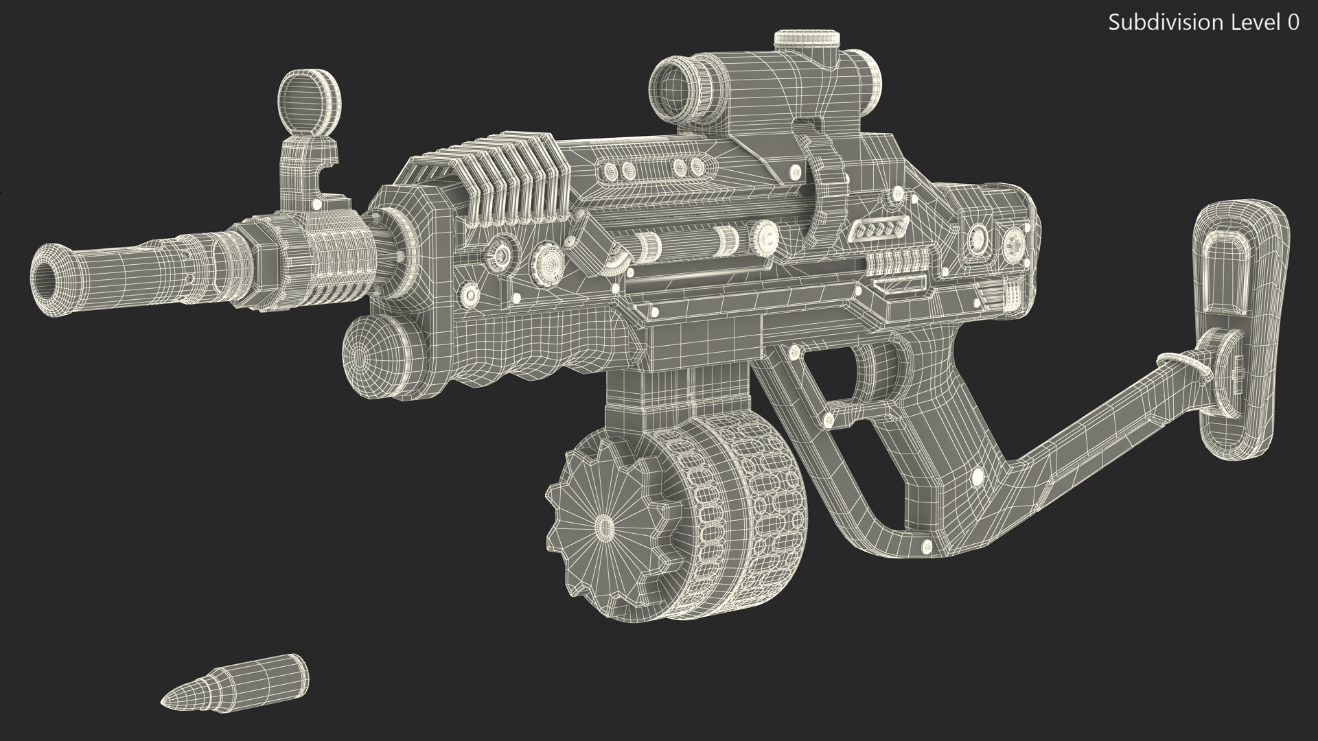 3D model Futuristic Rifle Dark Colored Rigged for Maya