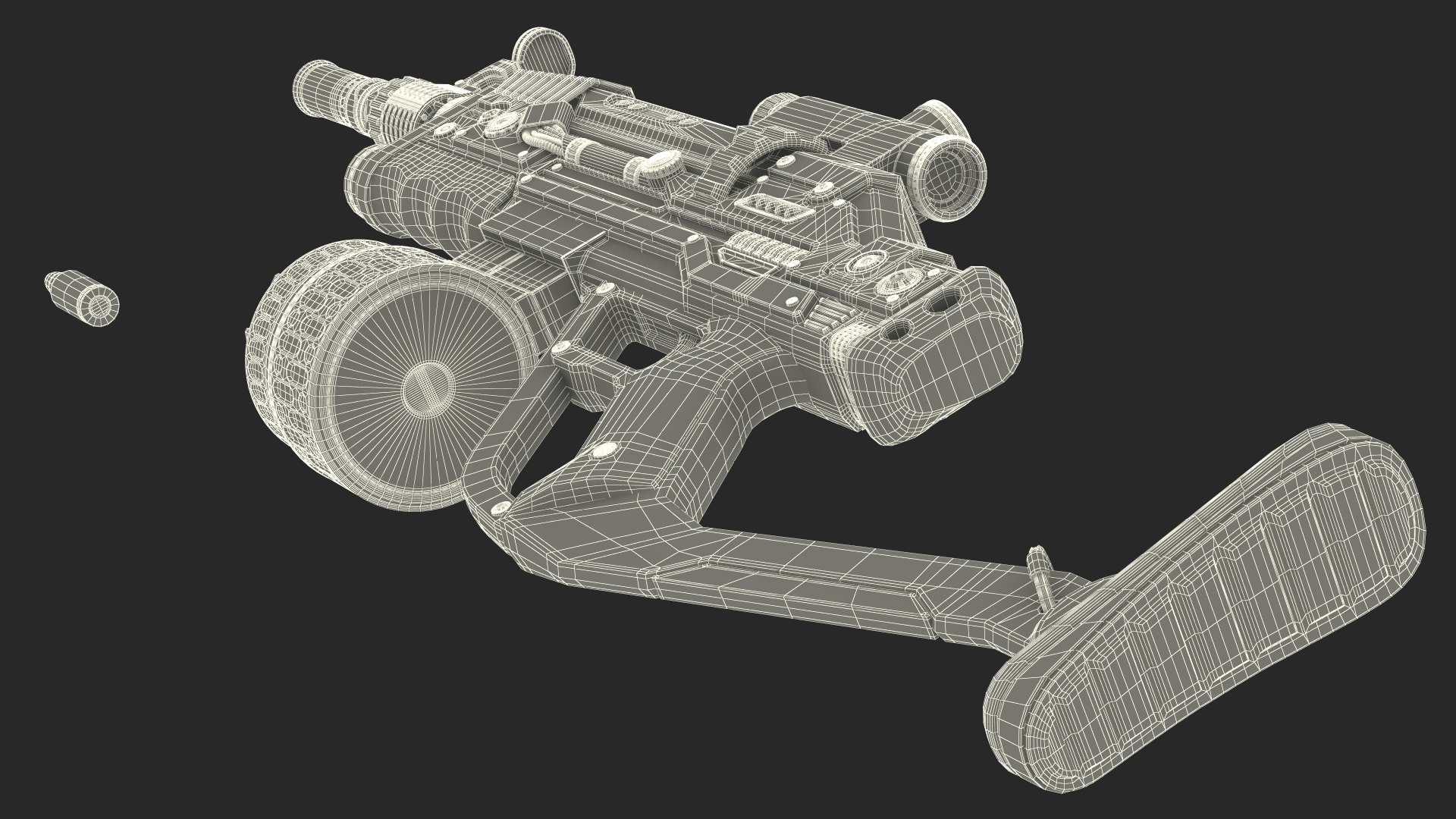 3D model Futuristic Rifle Dark Colored Rigged for Maya