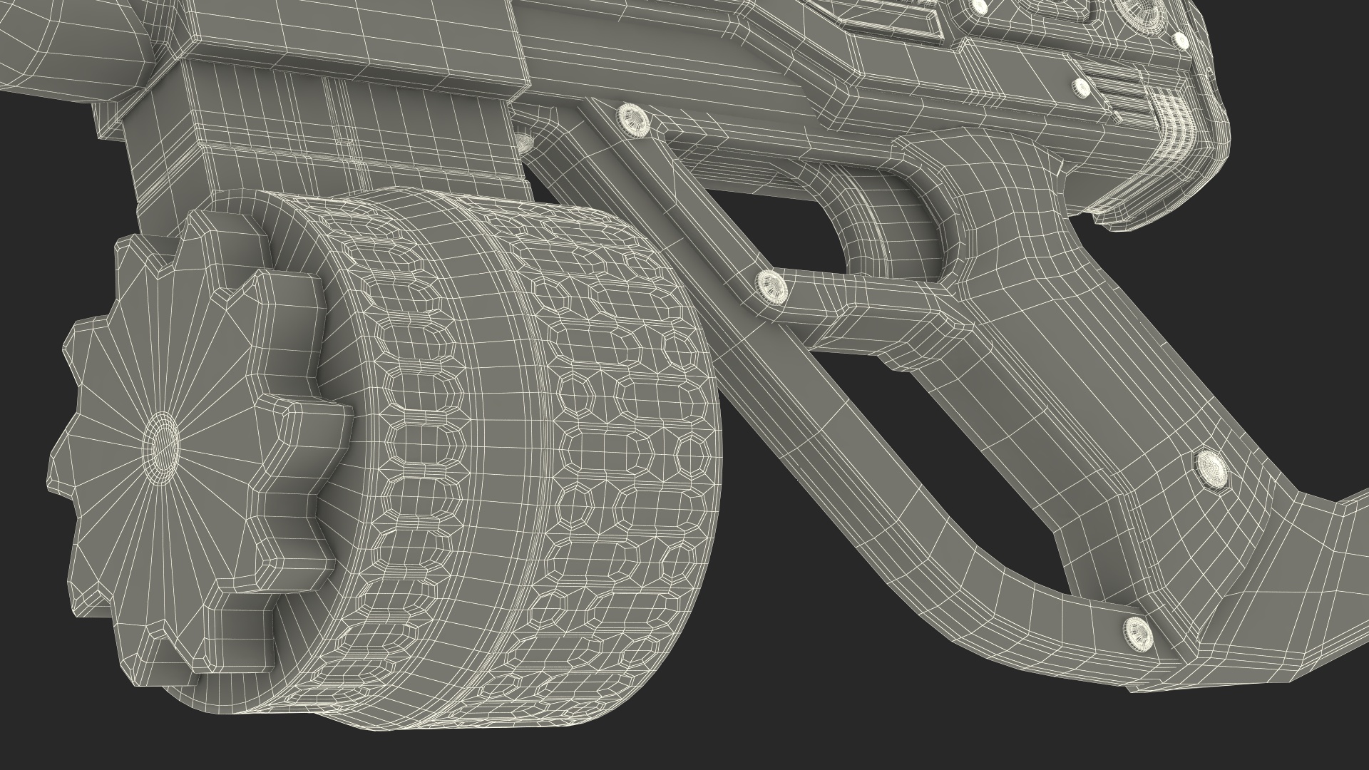 3D model Futuristic Rifle Dark Colored Rigged for Maya