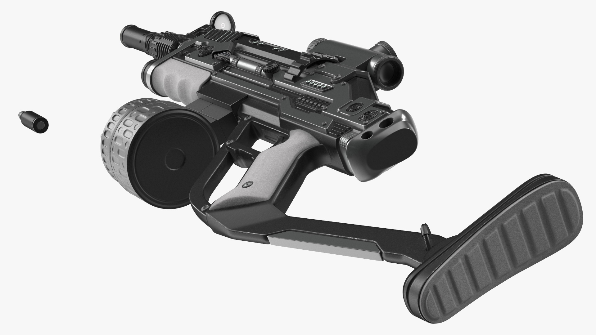 3D model Futuristic Rifle Dark Colored Rigged for Maya