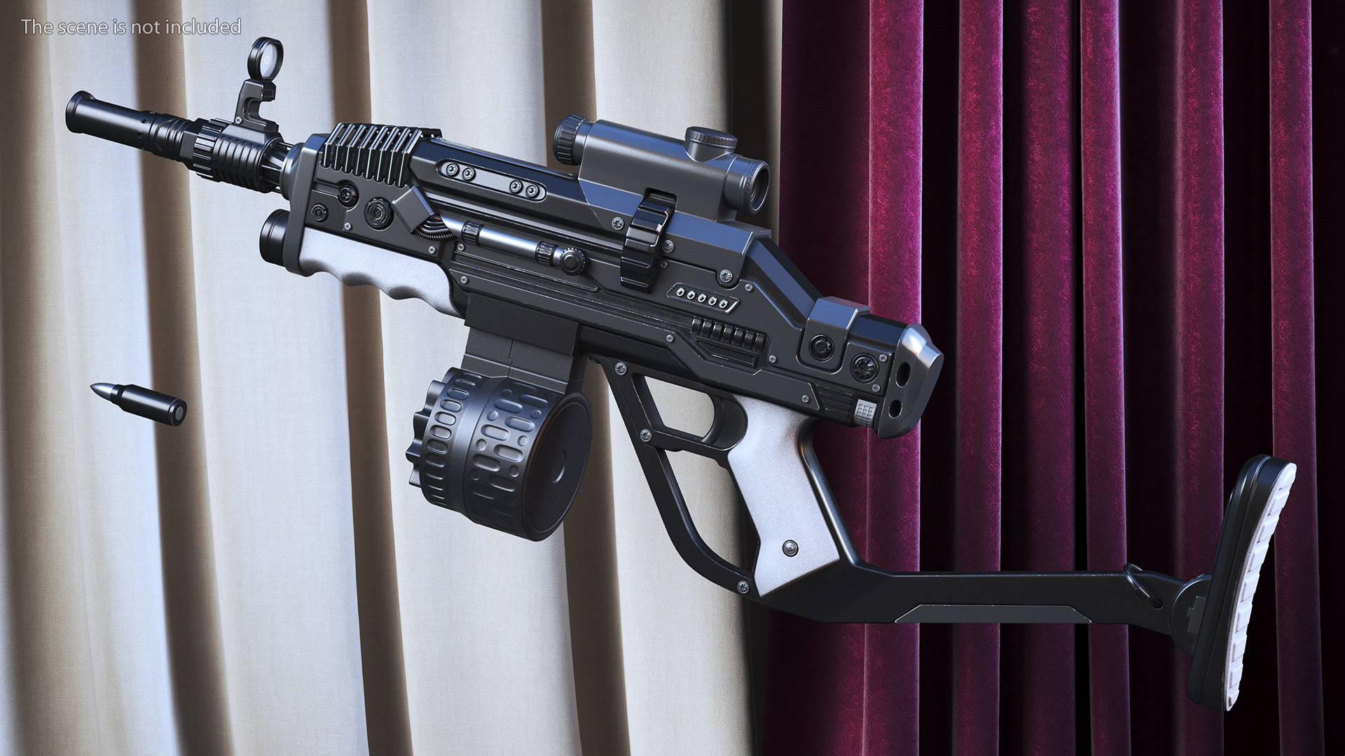 3D model Futuristic Rifle Dark Colored Rigged for Maya