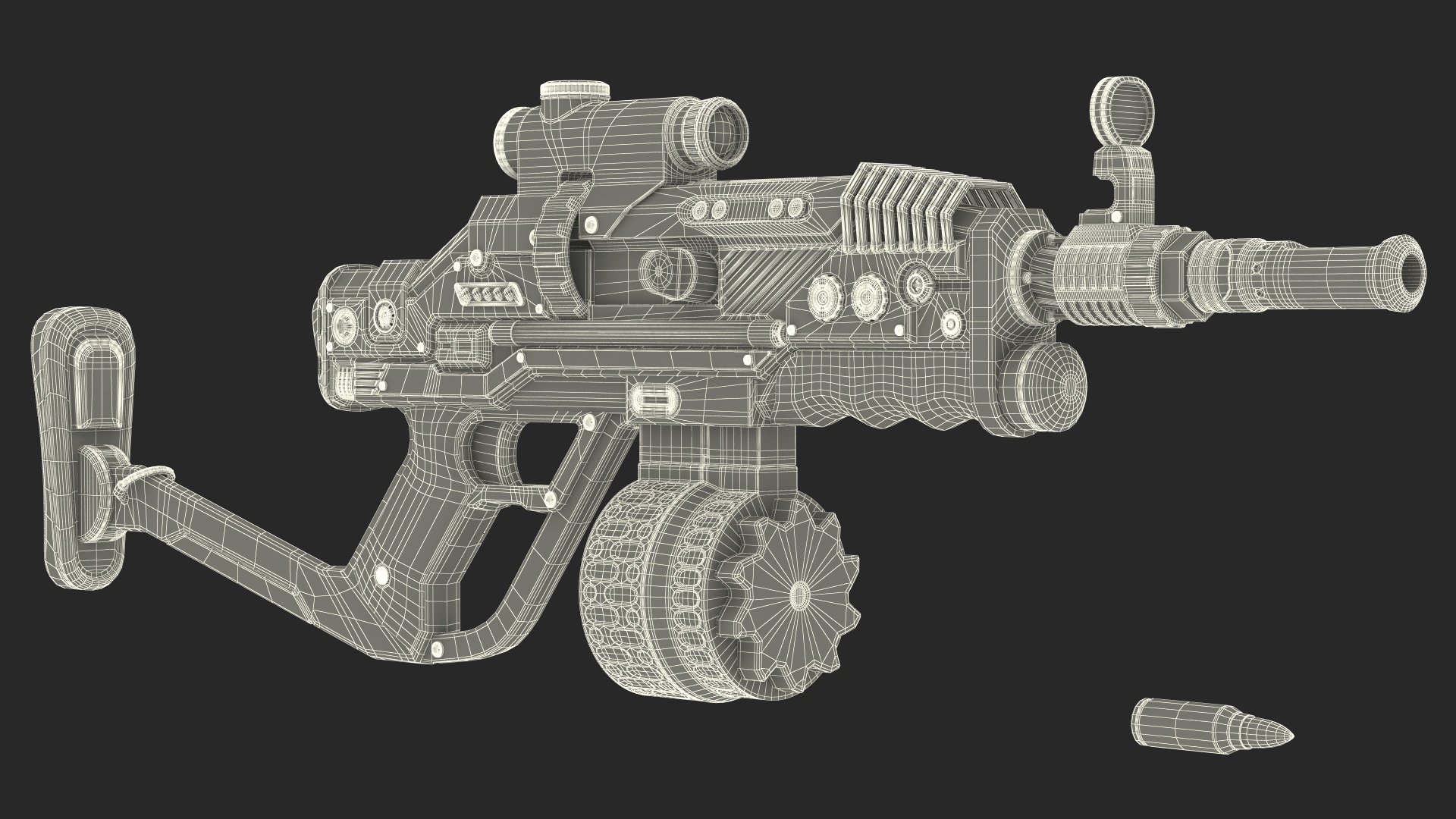 3D model Futuristic Rifle Dark Colored Rigged for Maya