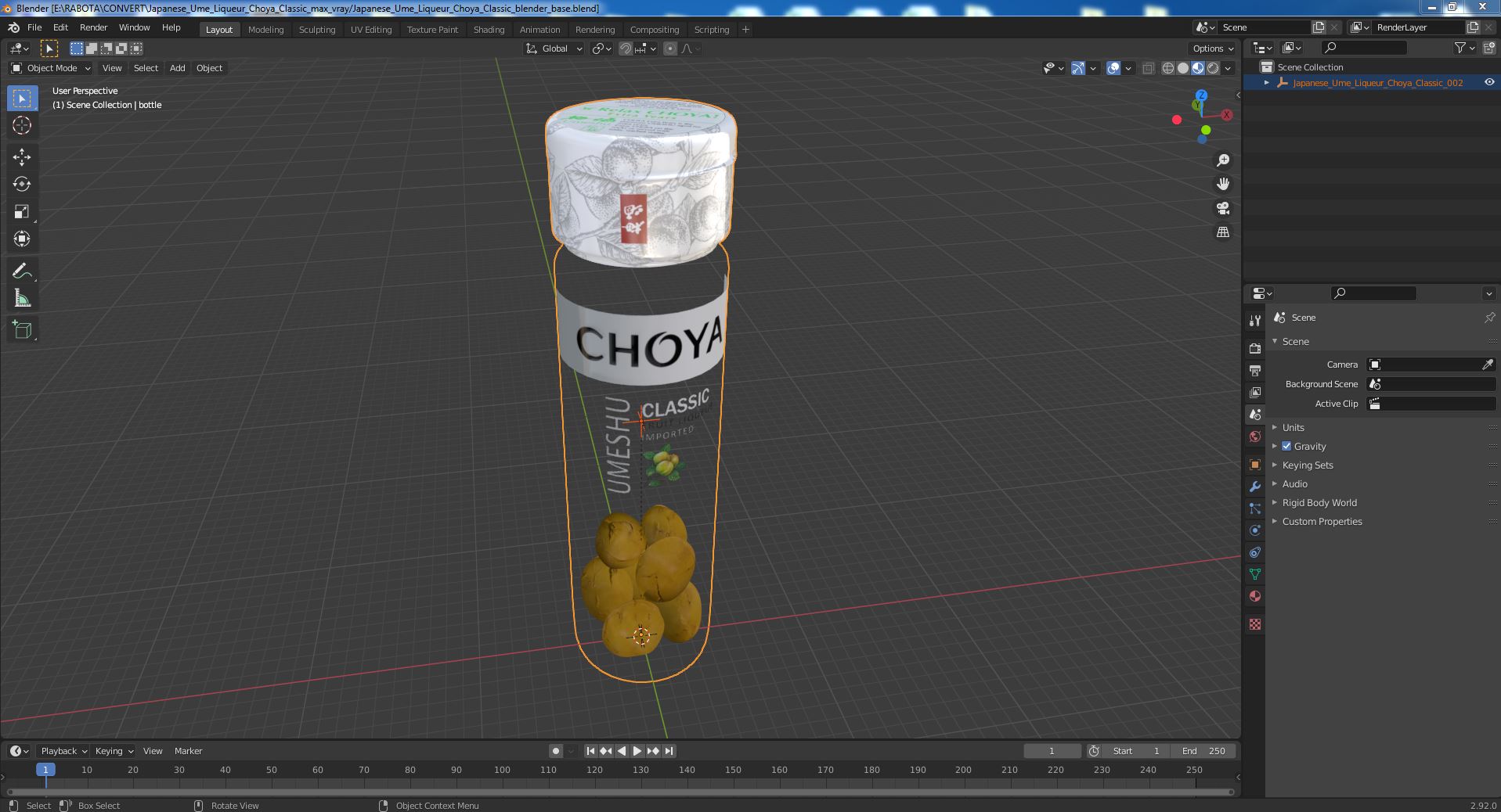 Japanese Ume Liqueur Choya Classic 3D model