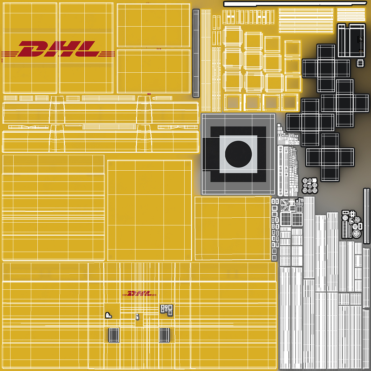 DHL Express Delivery Drone Station with Quadcopter Rigged 3D
