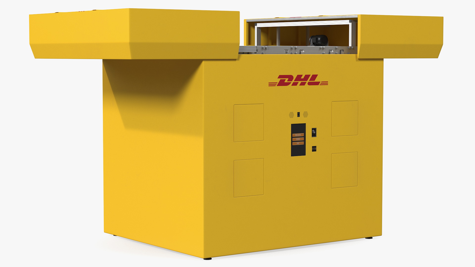 DHL Express Delivery Drone Station with Quadcopter Rigged 3D