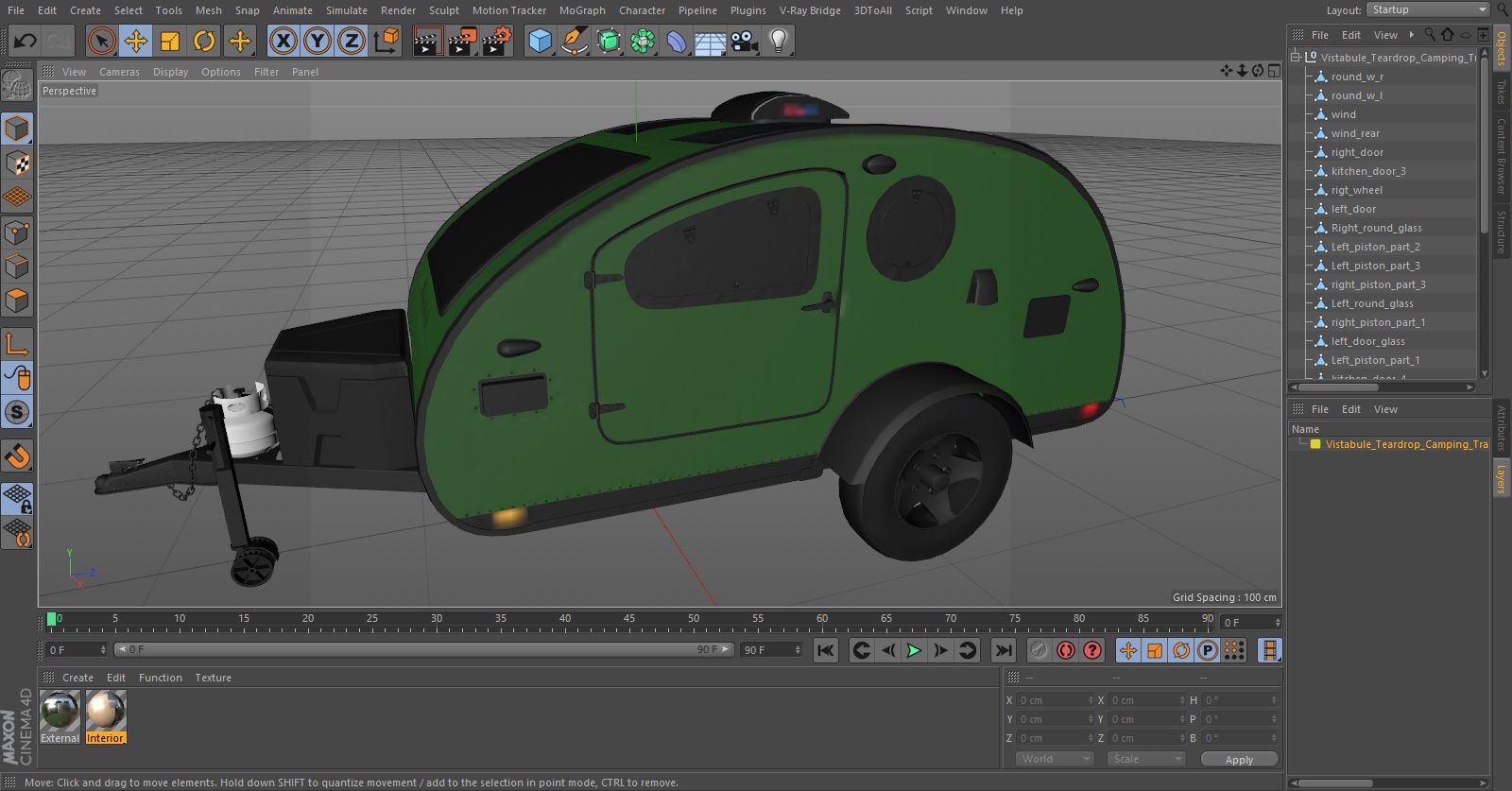 3D model Vistabule Teardrop Camping Trailer Simple Interior