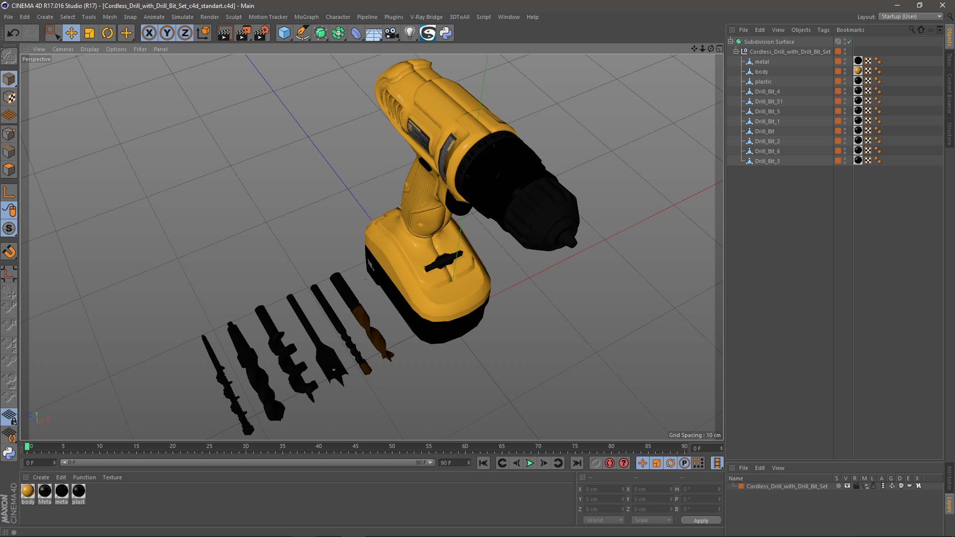 3D Cordless Drill with Drill Bit Set model