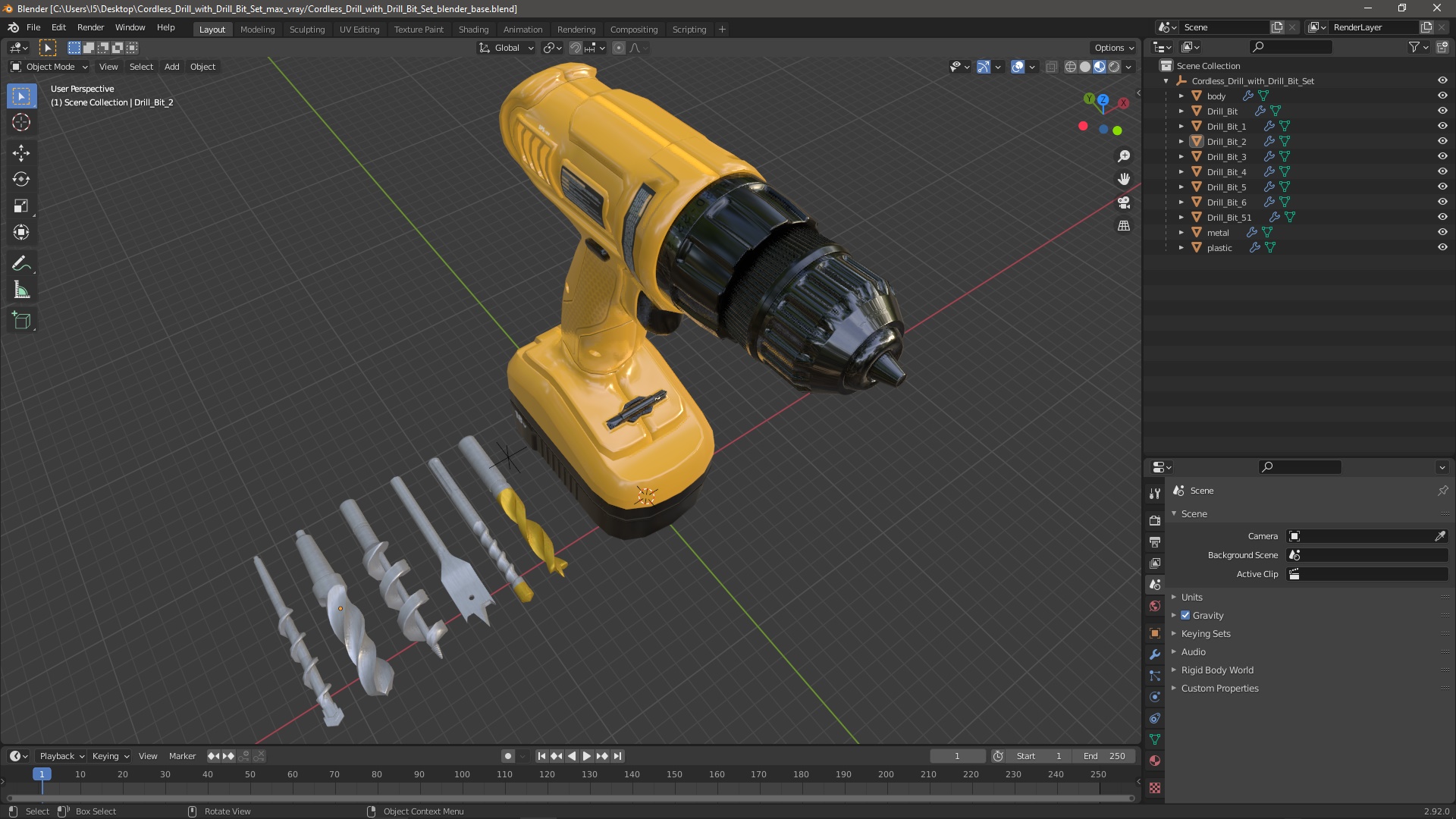 3D Cordless Drill with Drill Bit Set model