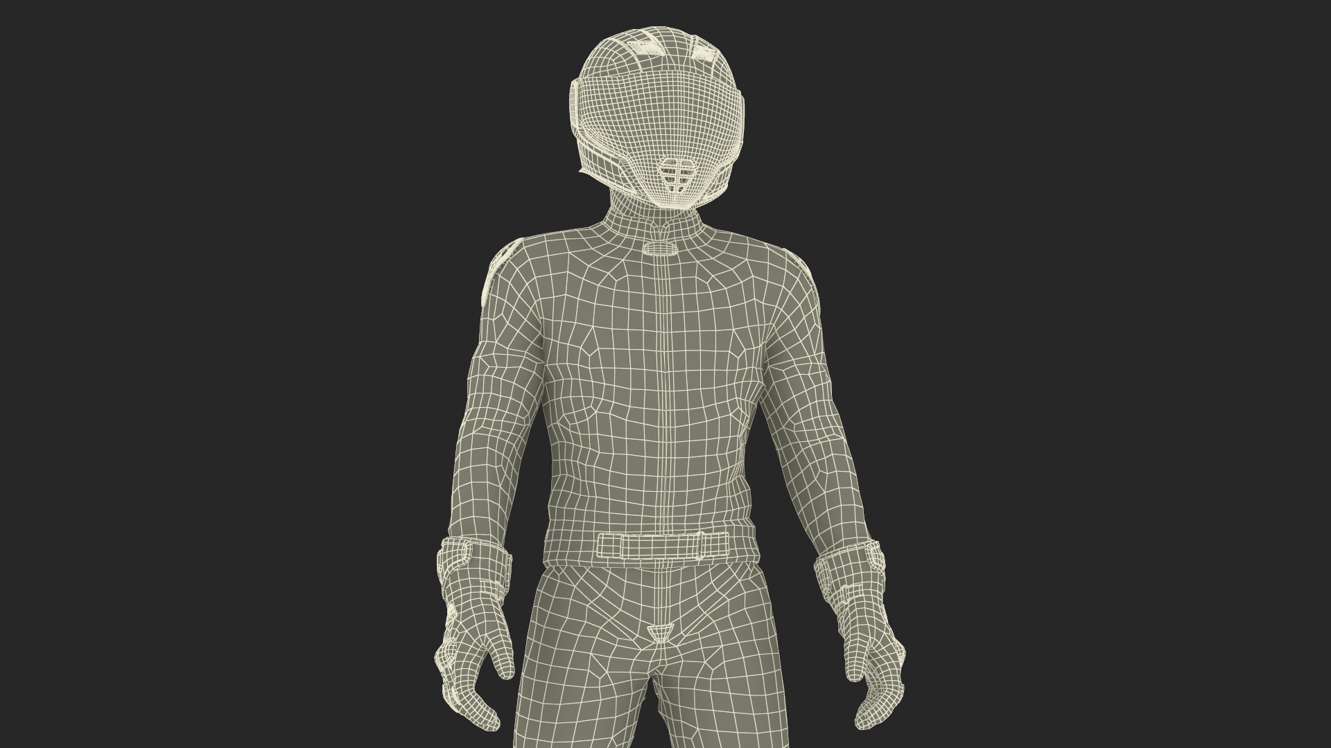 Bike Rider in Honda Racing Suit with Helmet Standing 3D