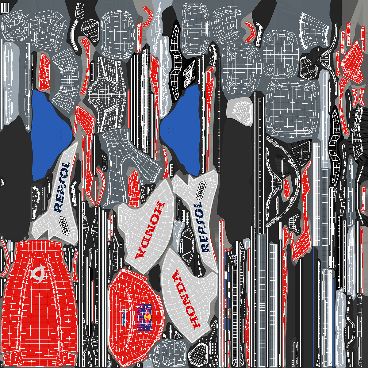 Bike Rider in Honda Racing Suit with Helmet Standing 3D