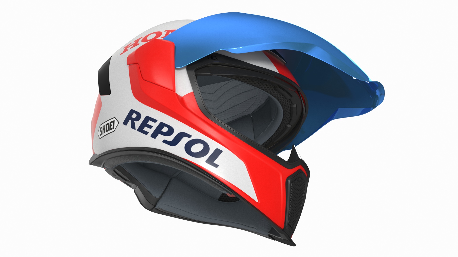 Bike Rider in Honda Racing Suit with Helmet Standing 3D