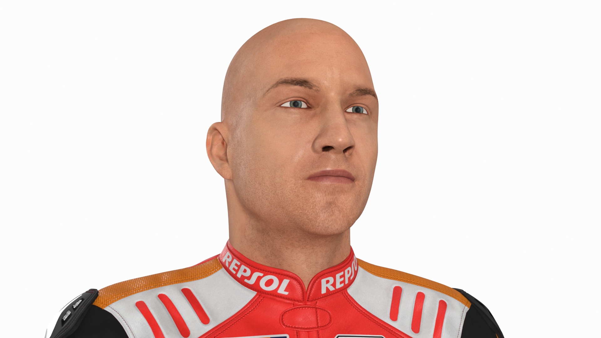 Bike Rider in Honda Racing Suit with Helmet Standing 3D
