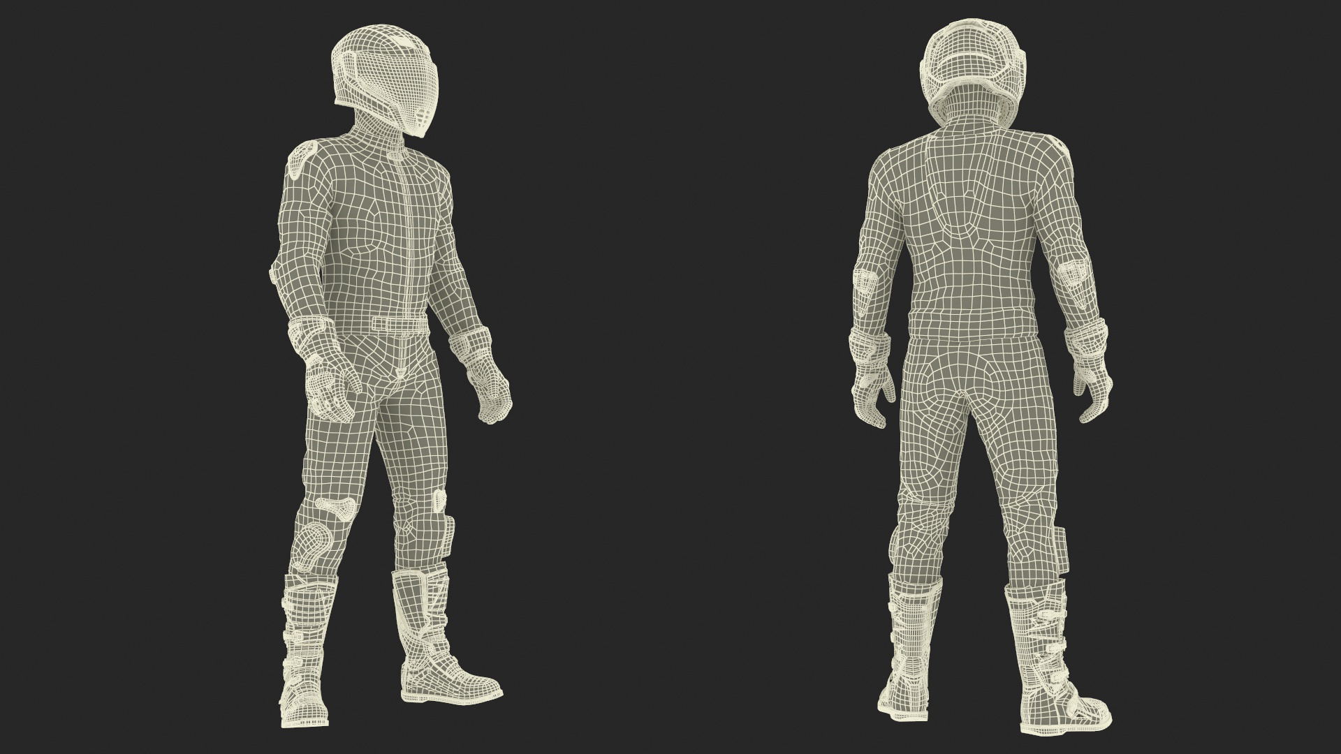 Bike Rider in Honda Racing Suit with Helmet Standing 3D
