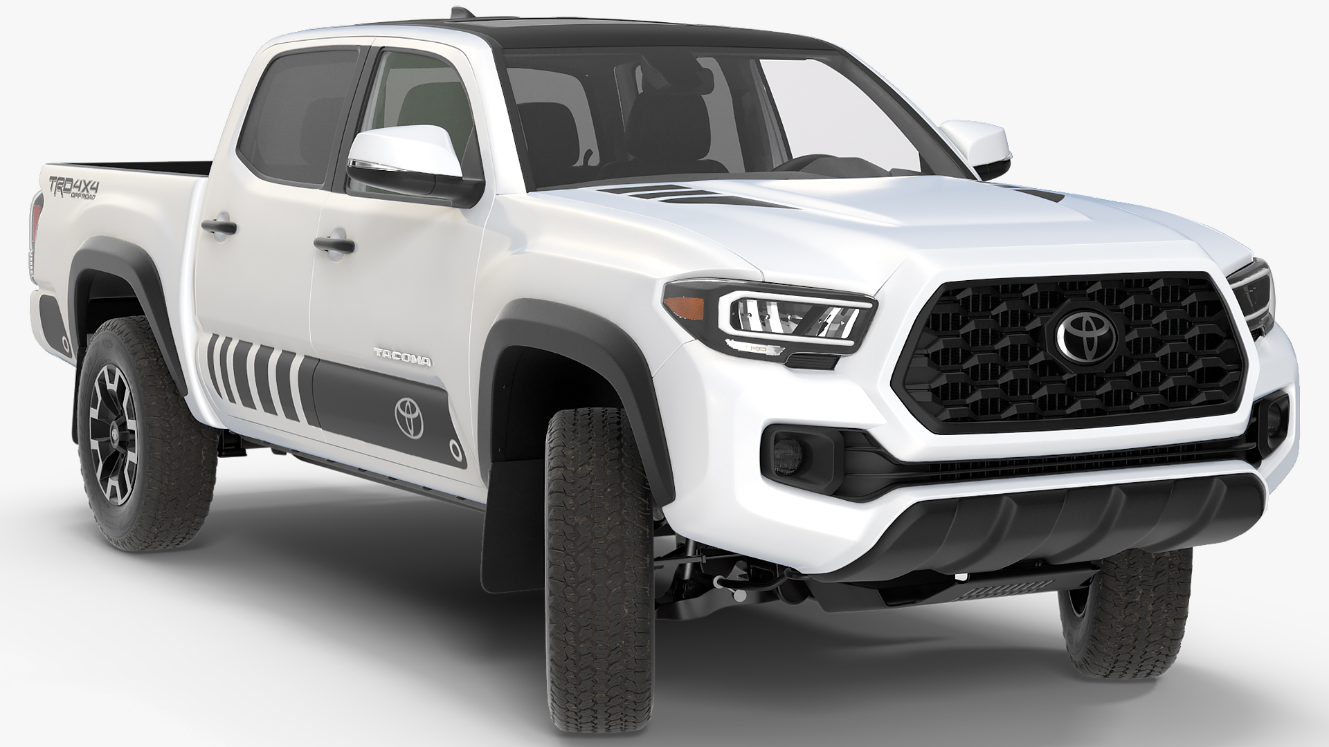 Toyota Tacoma TRD Off Road White Perl 2021 Rigged 3D model
