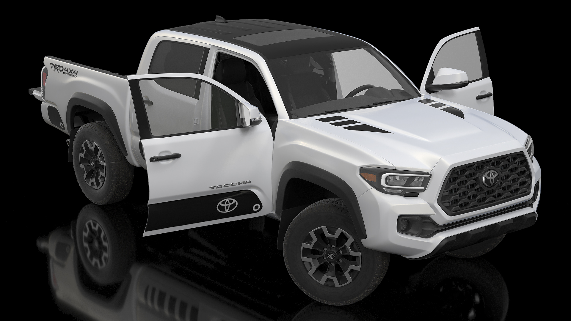 Toyota Tacoma TRD Off Road White Perl 2021 Rigged 3D model