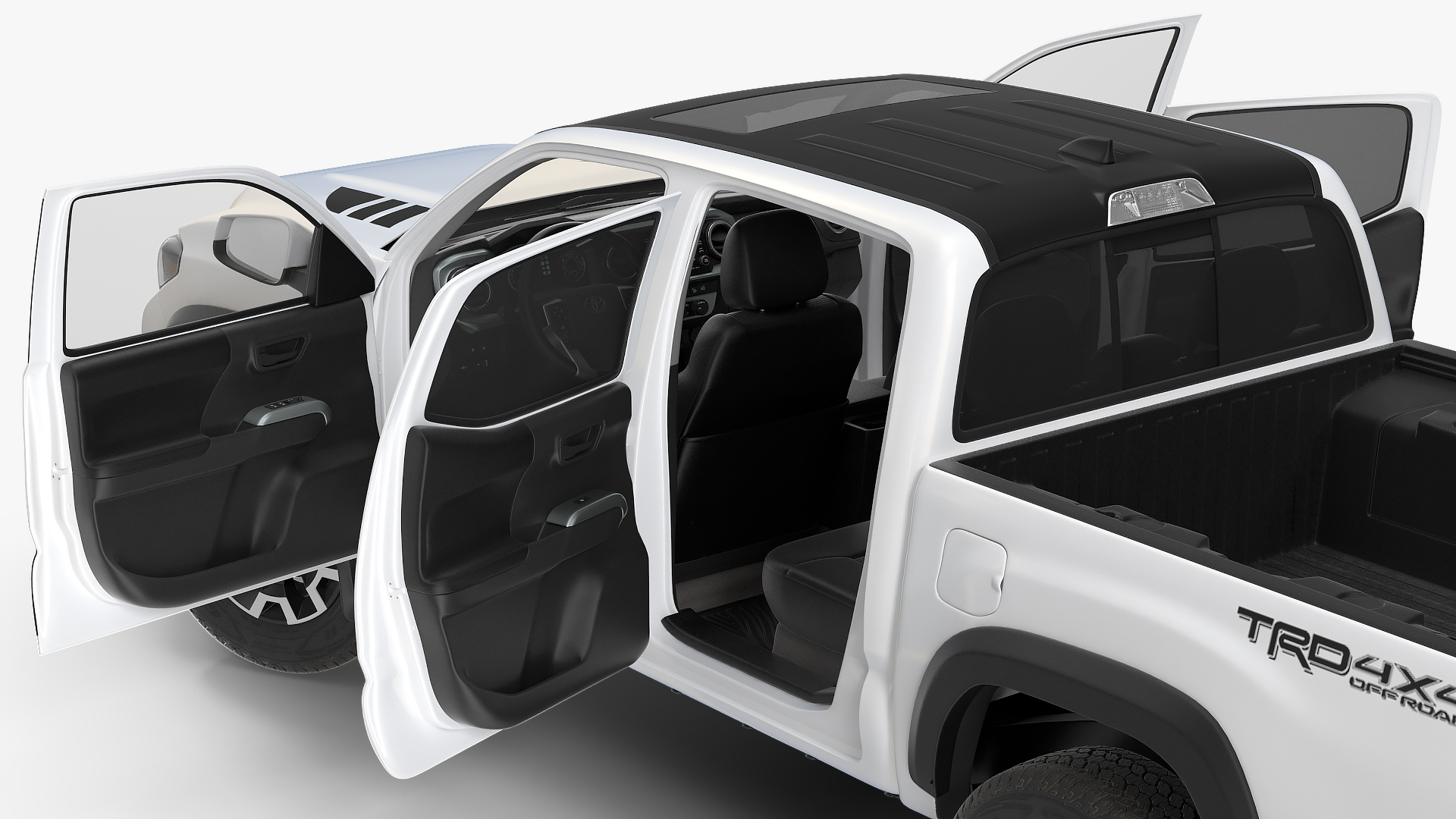 Toyota Tacoma TRD Off Road White Perl 2021 Rigged 3D model