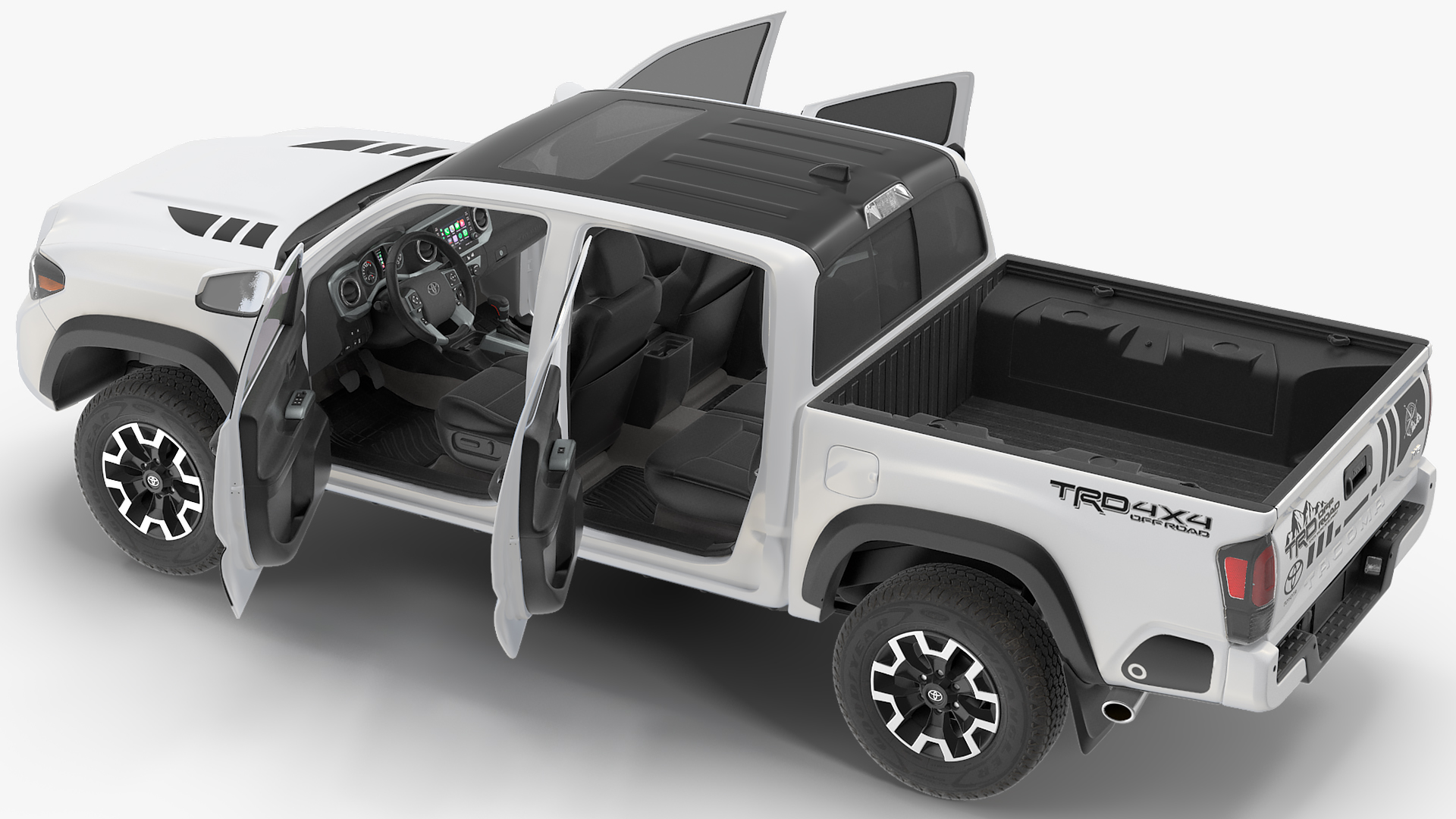 Toyota Tacoma TRD Off Road White Perl 2021 Rigged 3D model