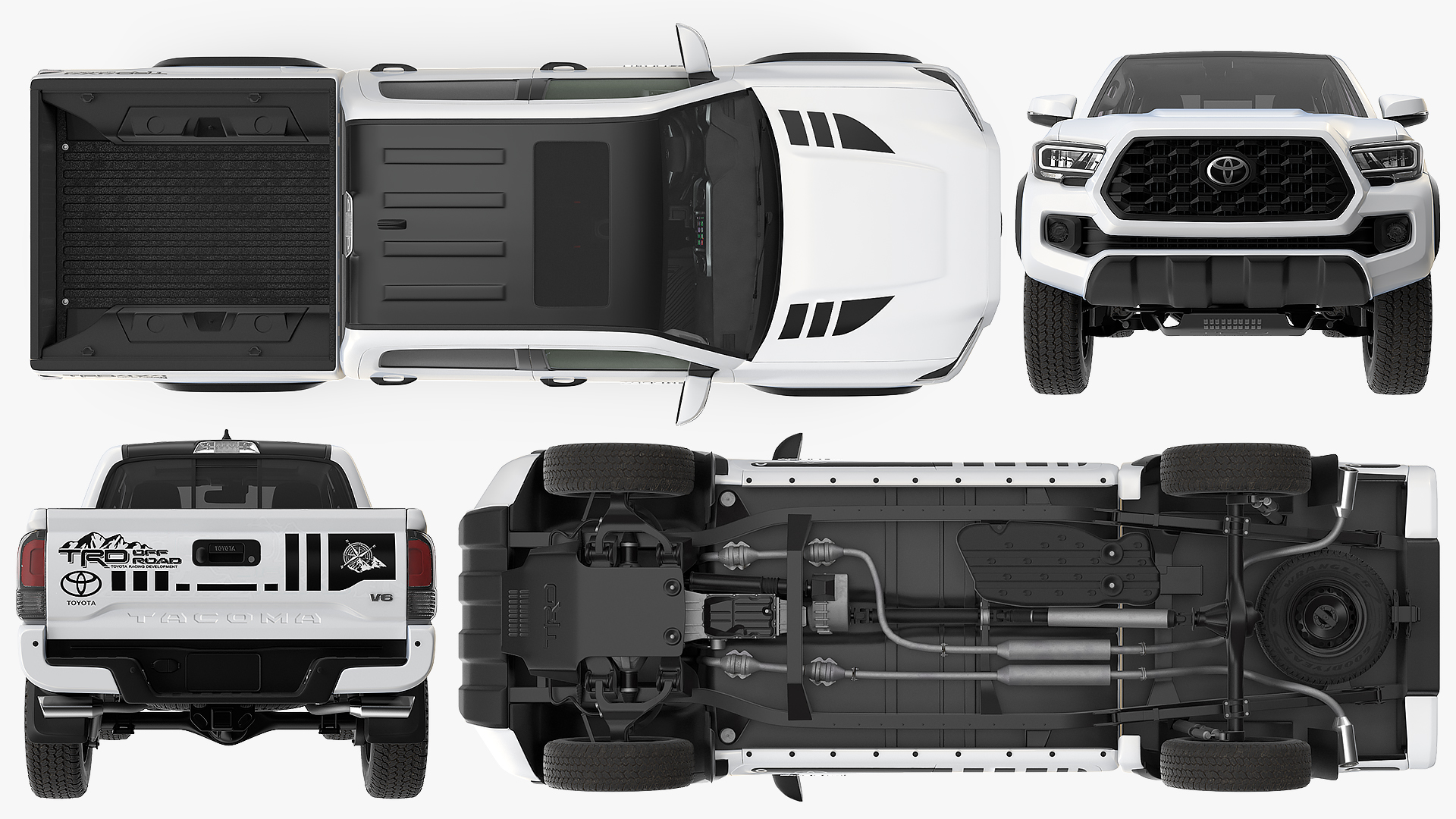 Toyota Tacoma TRD Off Road White Perl 2021 Rigged 3D model