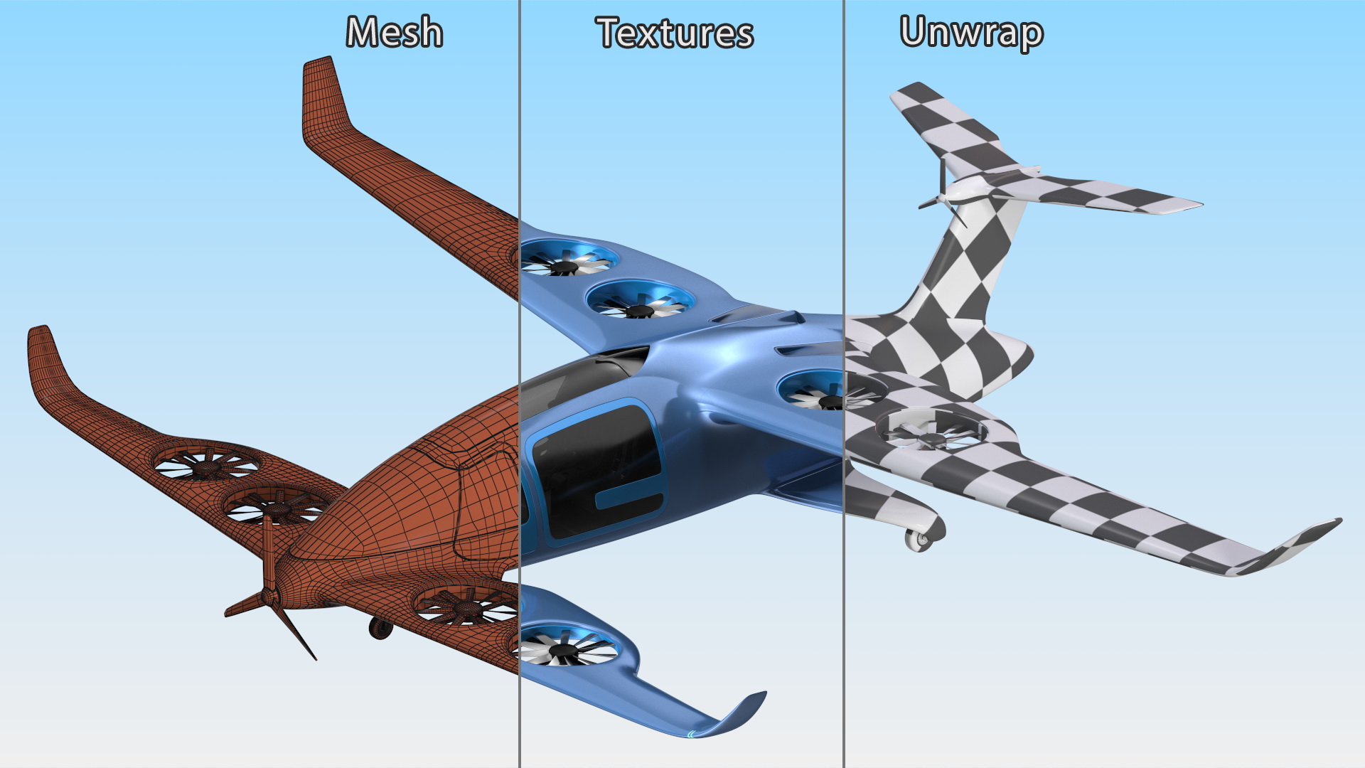 3D model Modern Passenger Drone Concept Blue