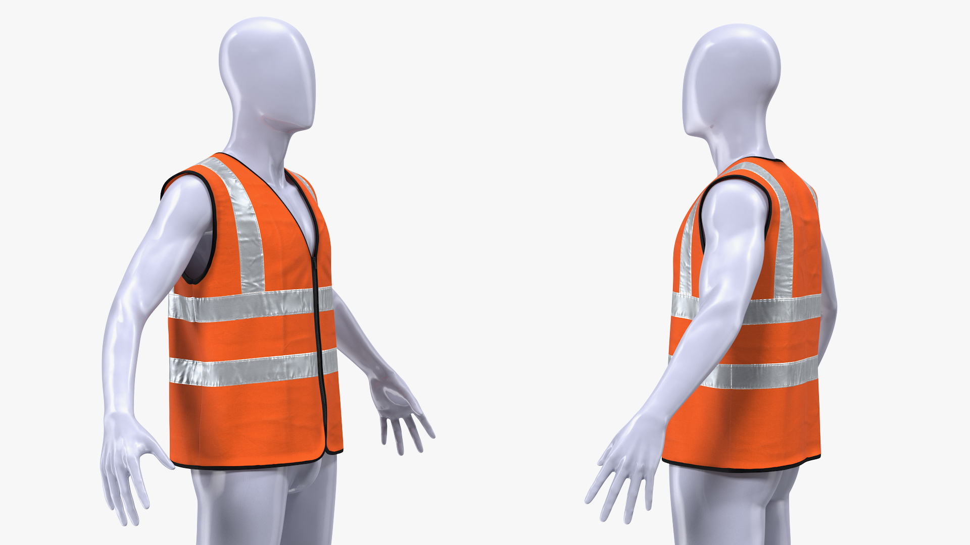 3D model Mannequin with Orange Hi Vis Safety Vest